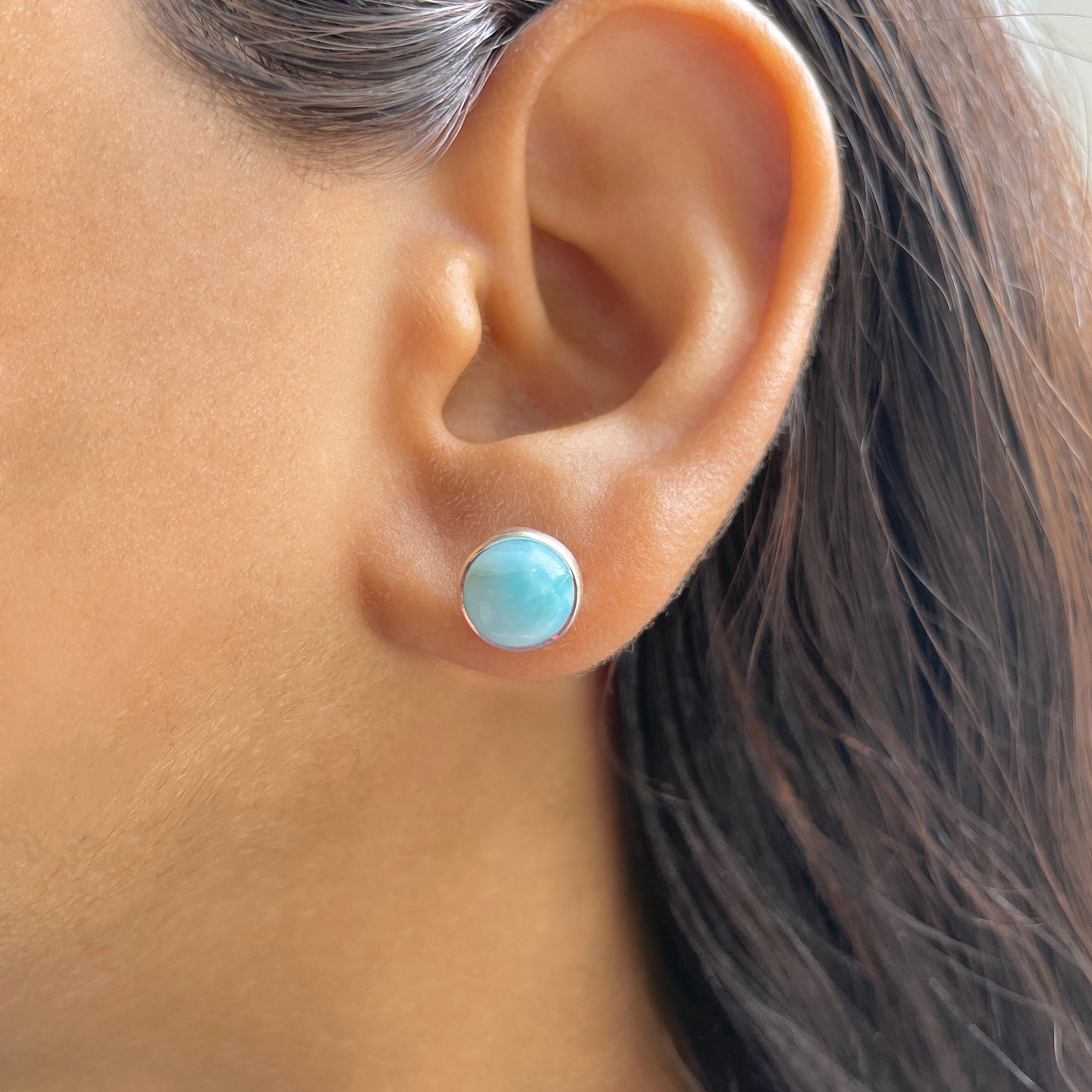 Larimar Stud Earring-(LAR-E-2409.)