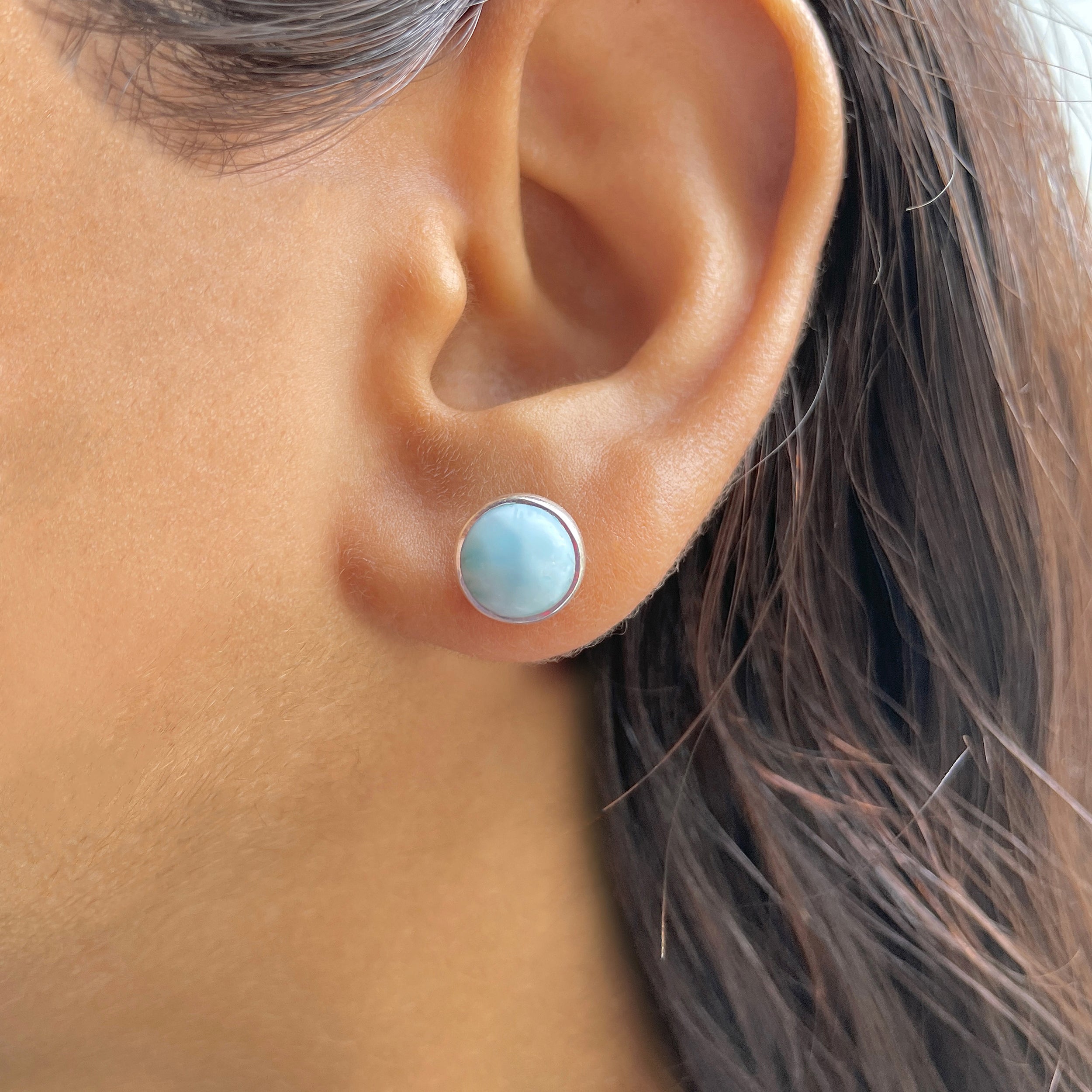 Larimar Stud Earring-(LAR-E-2410.)
