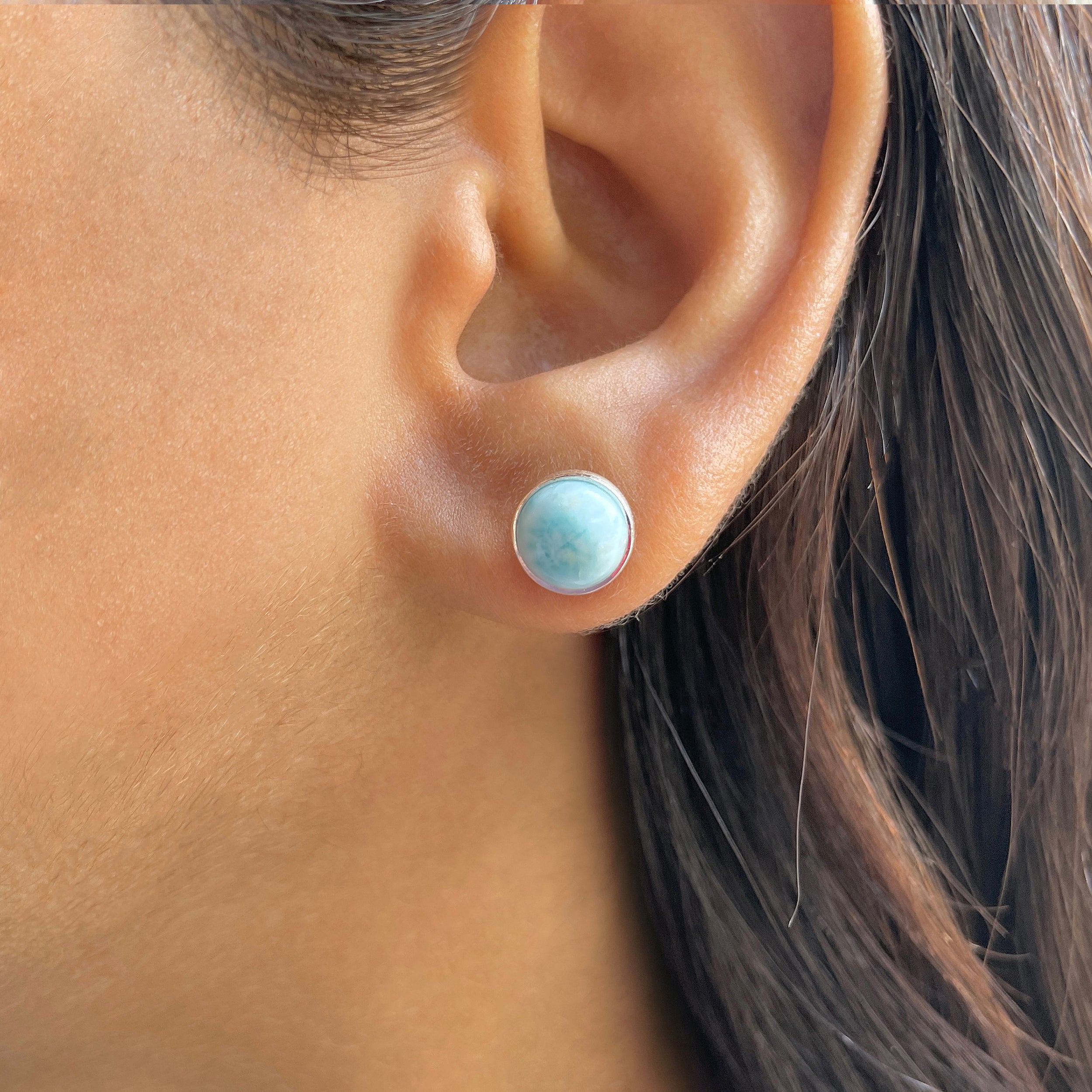 Larimar Stud Earring-(LAR-E-2411.)