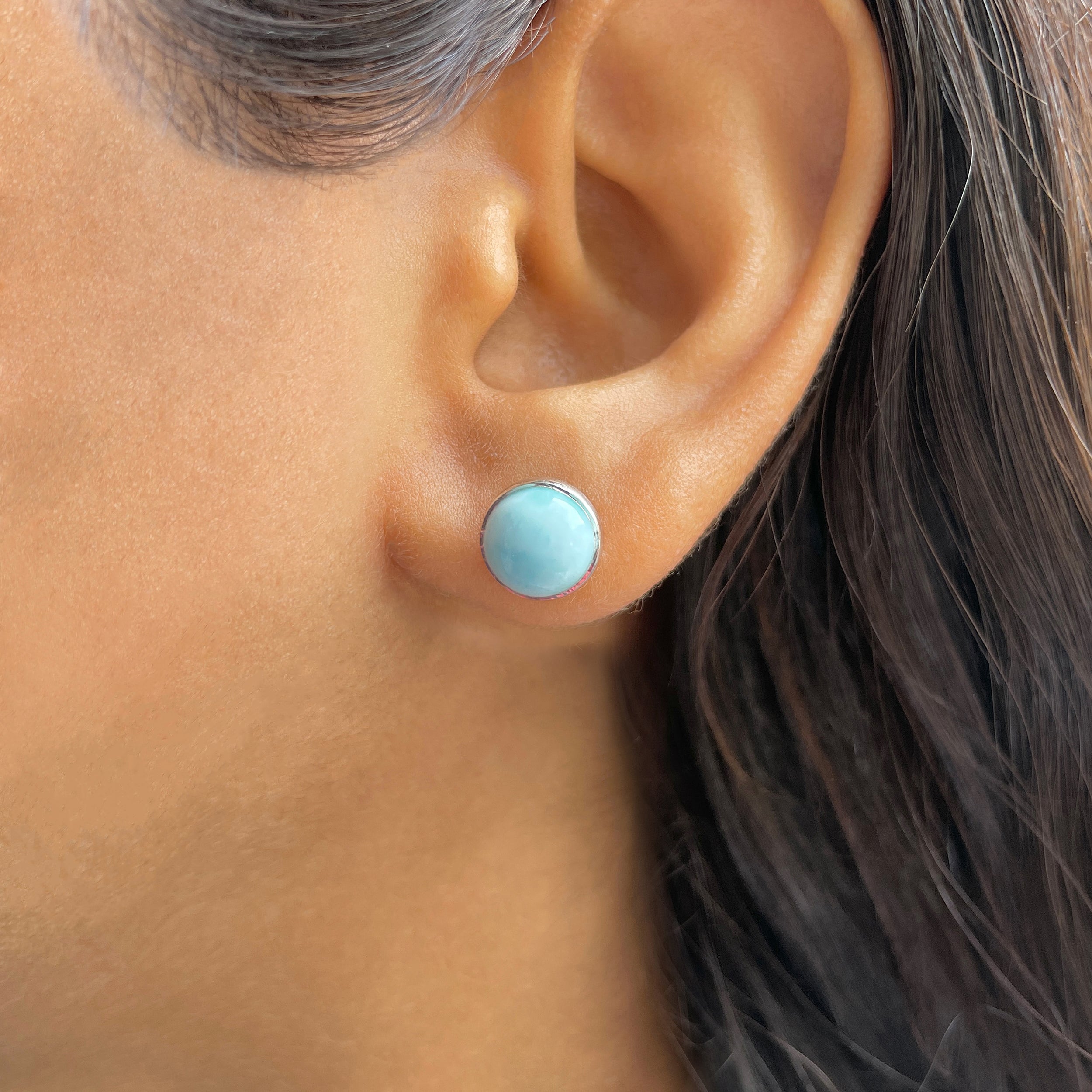 Larimar Stud Earring-(LAR-E-2412.)