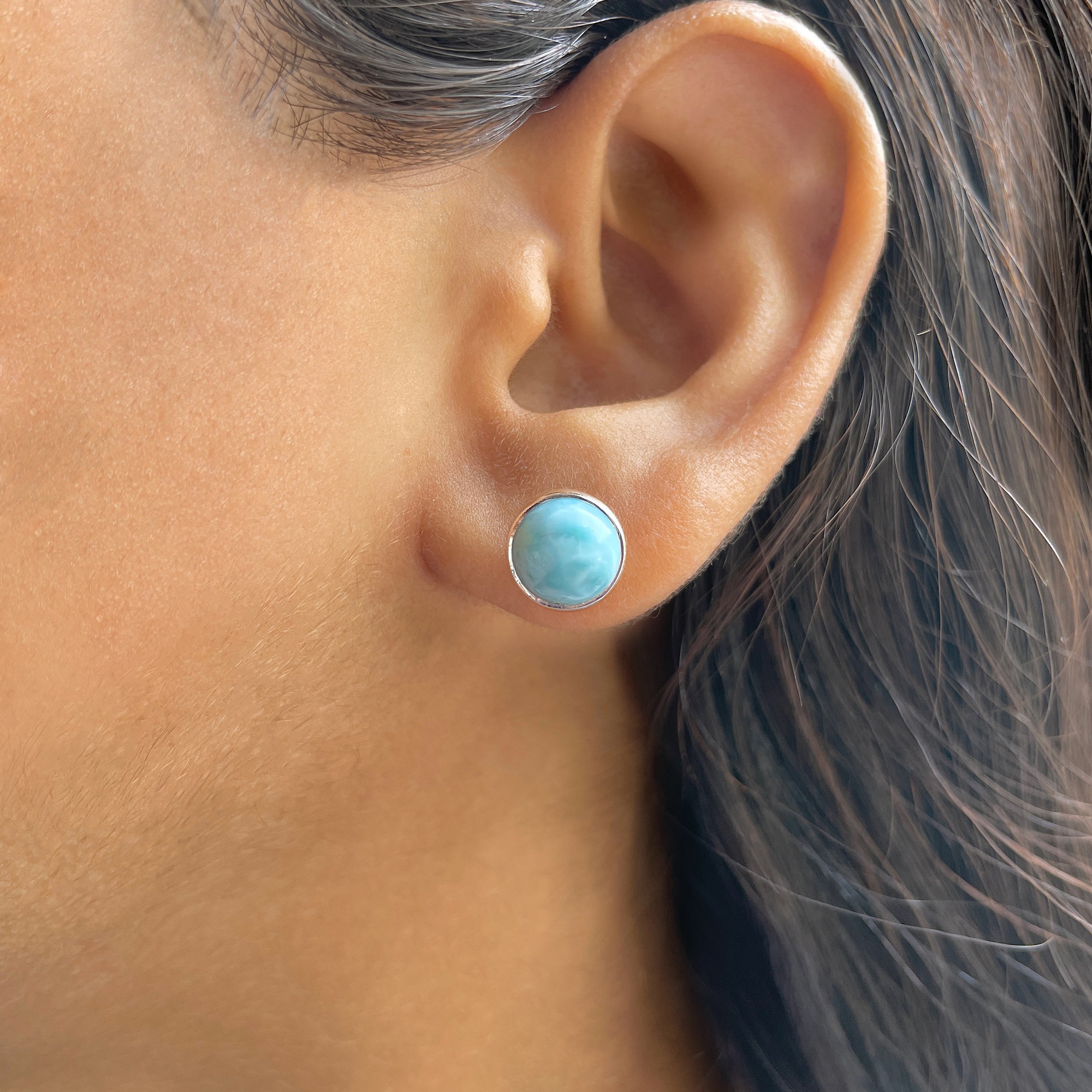 Larimar Stud Earring-(LAR-E-2415.)