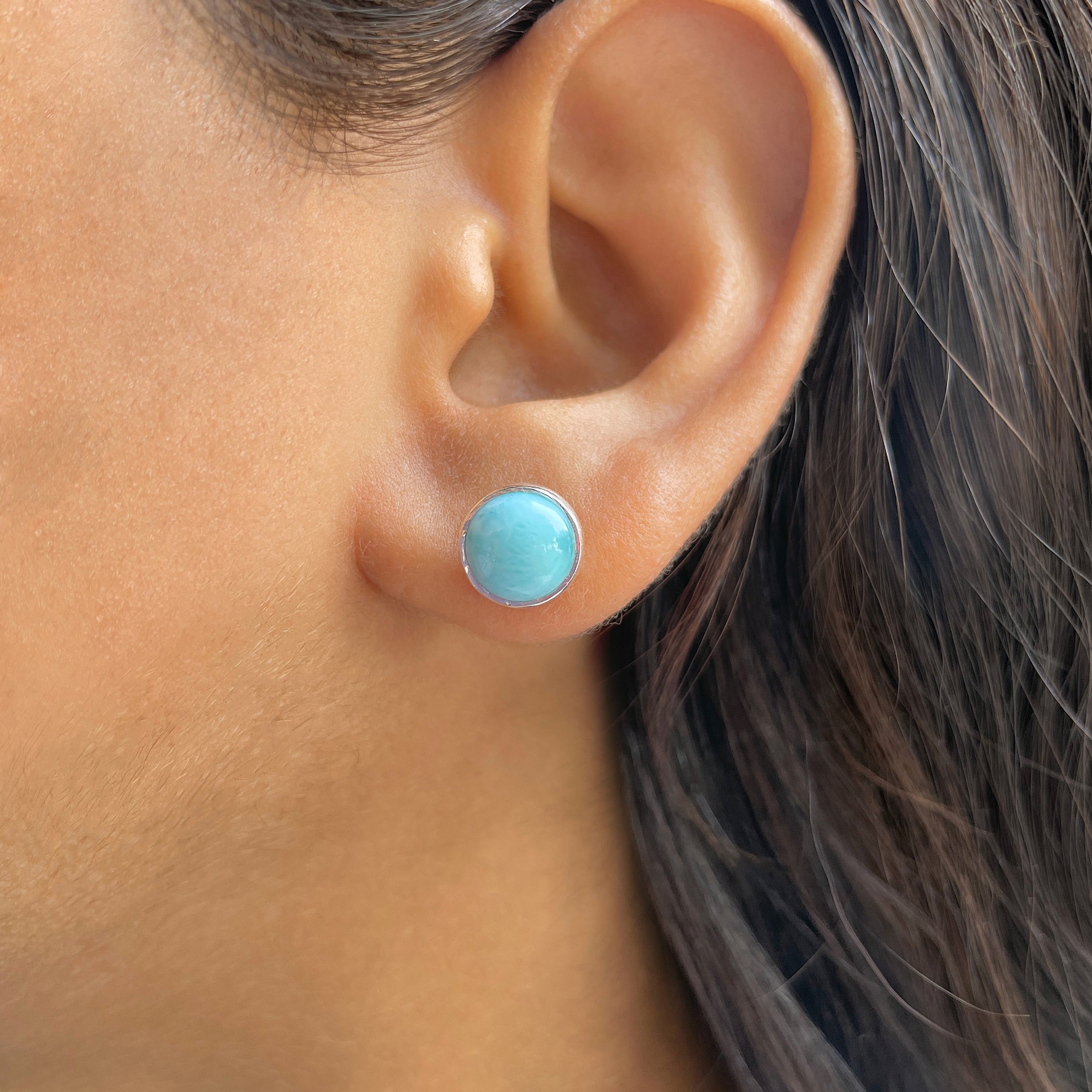 Larimar Stud Earring-(LAR-E-2417.)