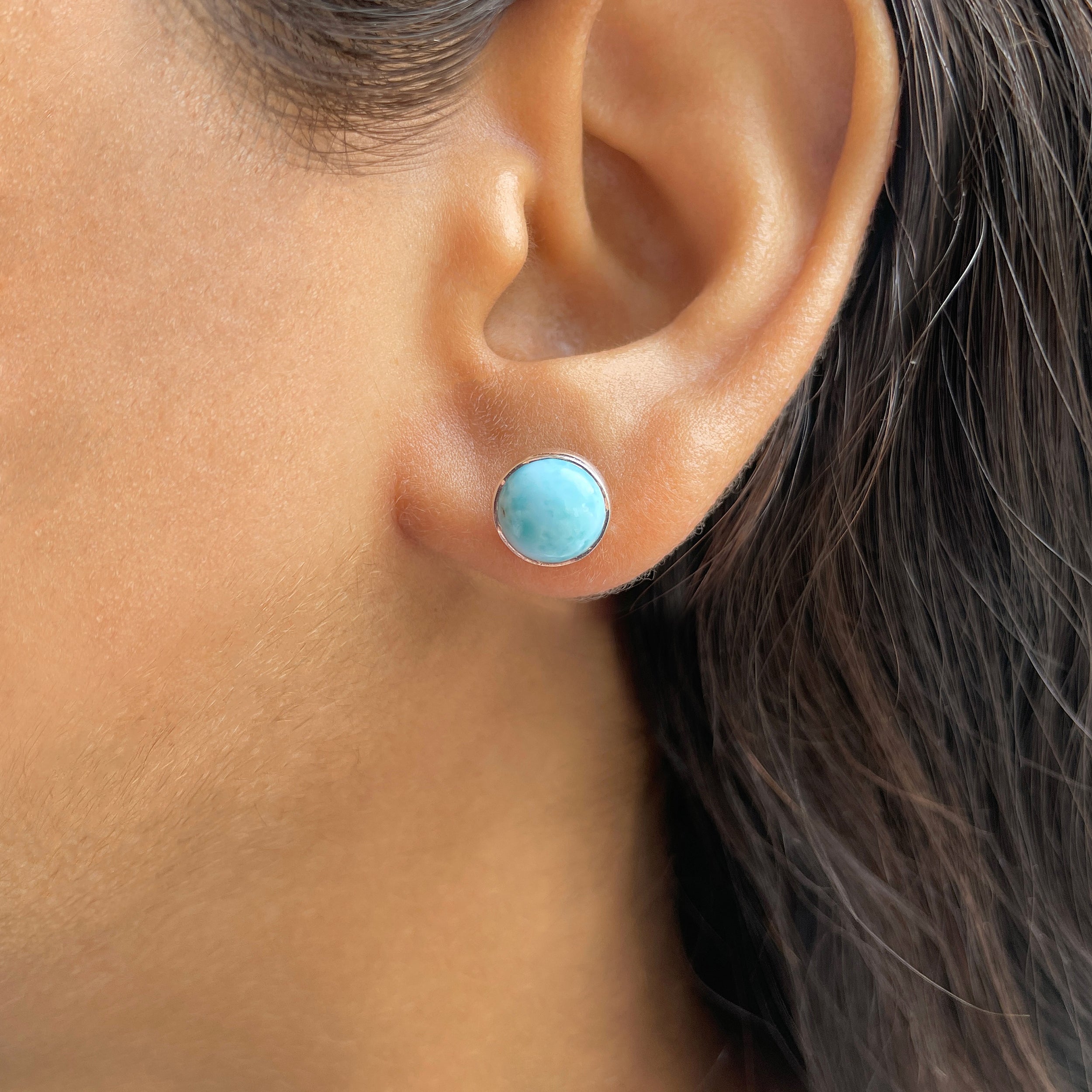 Larimar Stud Earring-(LAR-E-2418.)