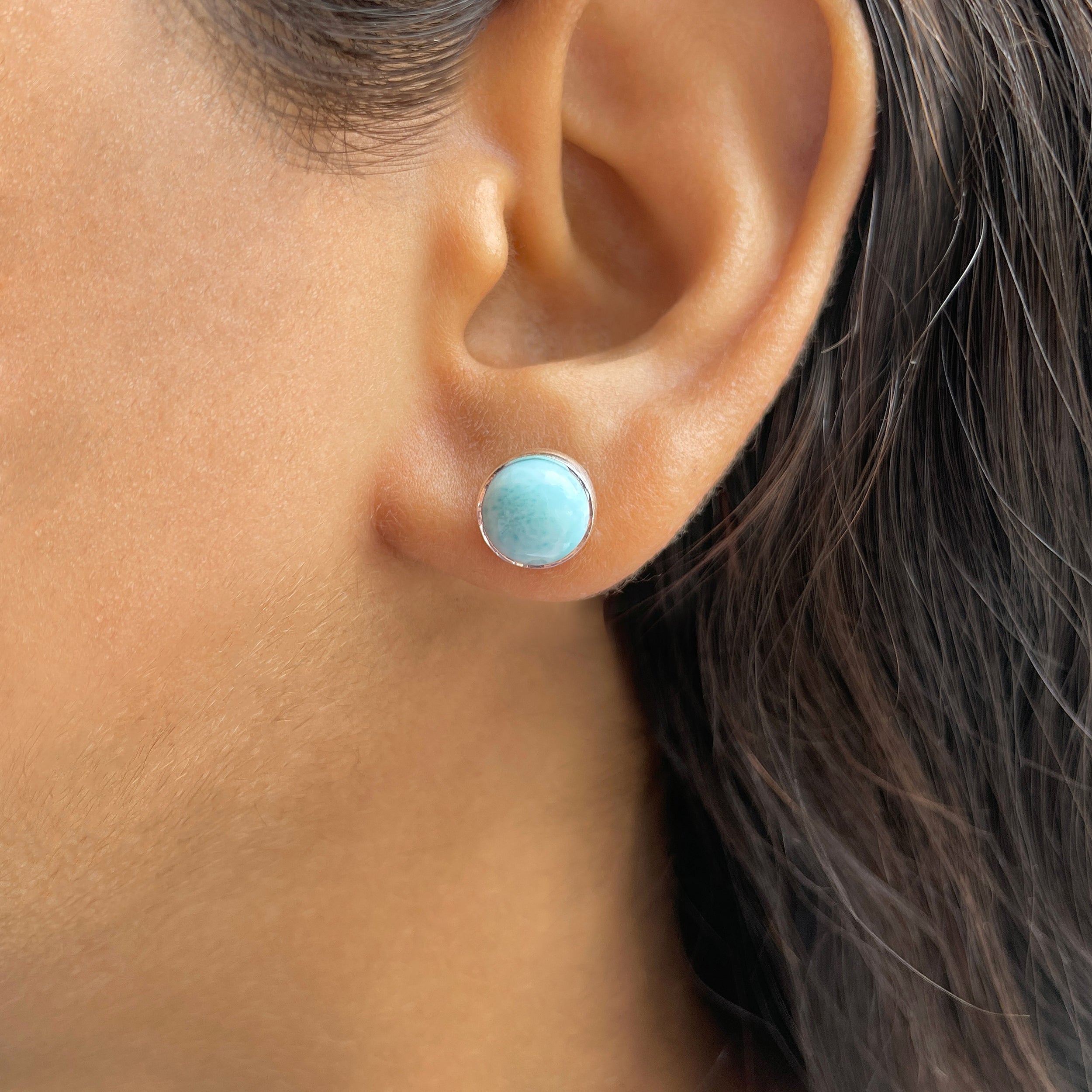 Larimar Stud Earring-(LAR-E-2419.)