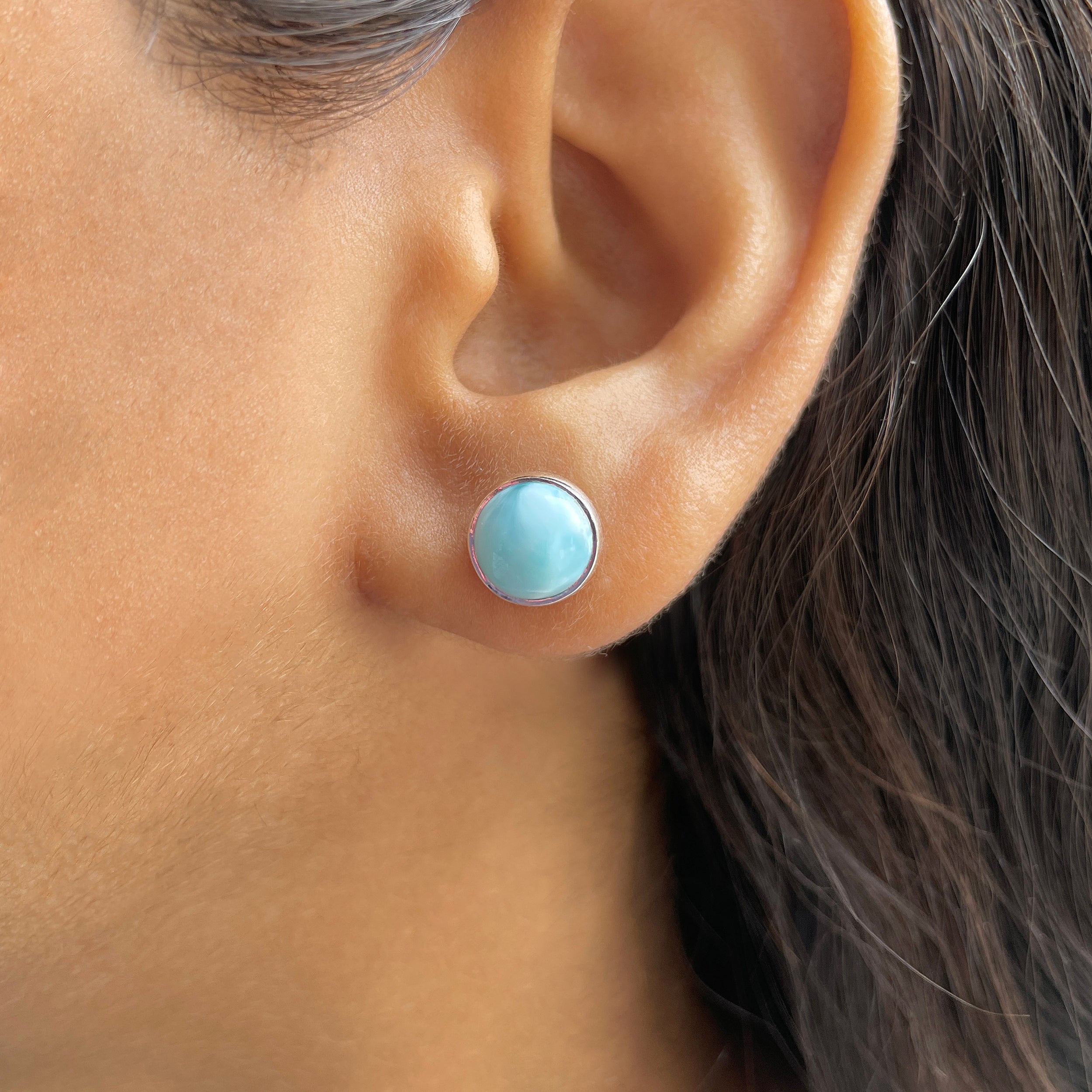 Larimar Stud Earring-(LAR-E-2420.)