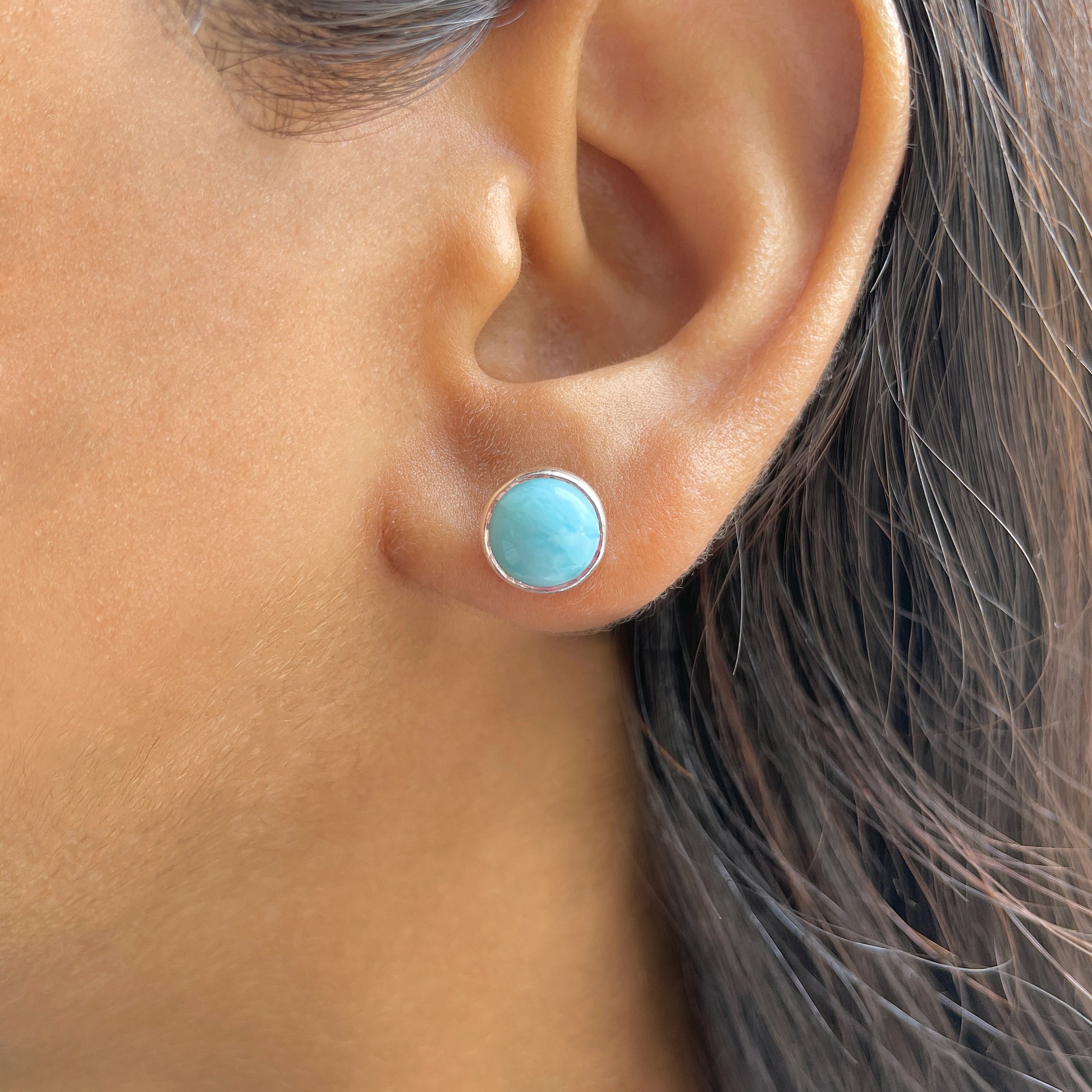 Larimar Stud Earring-(LAR-E-2423.)