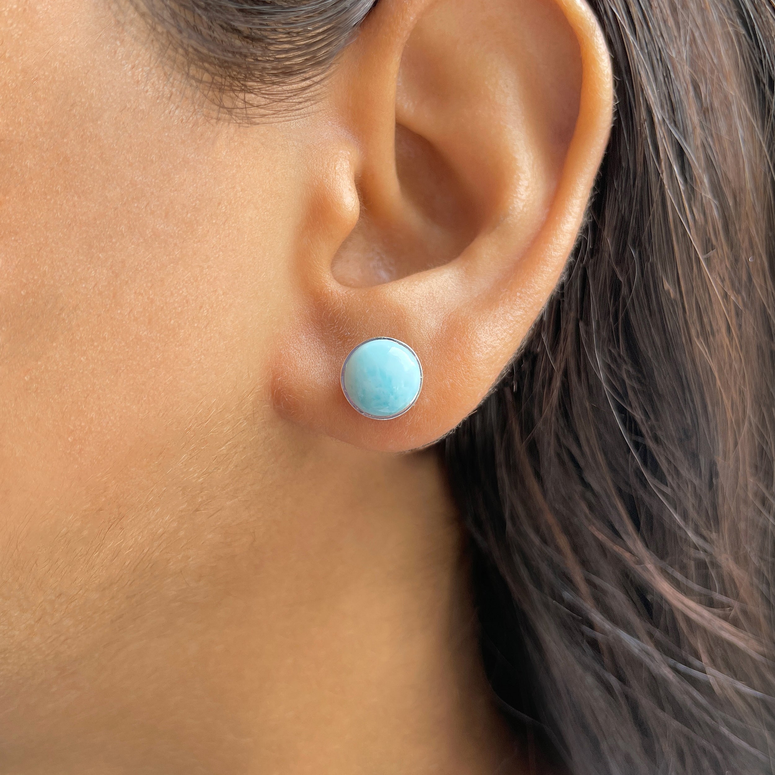 Larimar Stud Earring-(LAR-E-2425.)