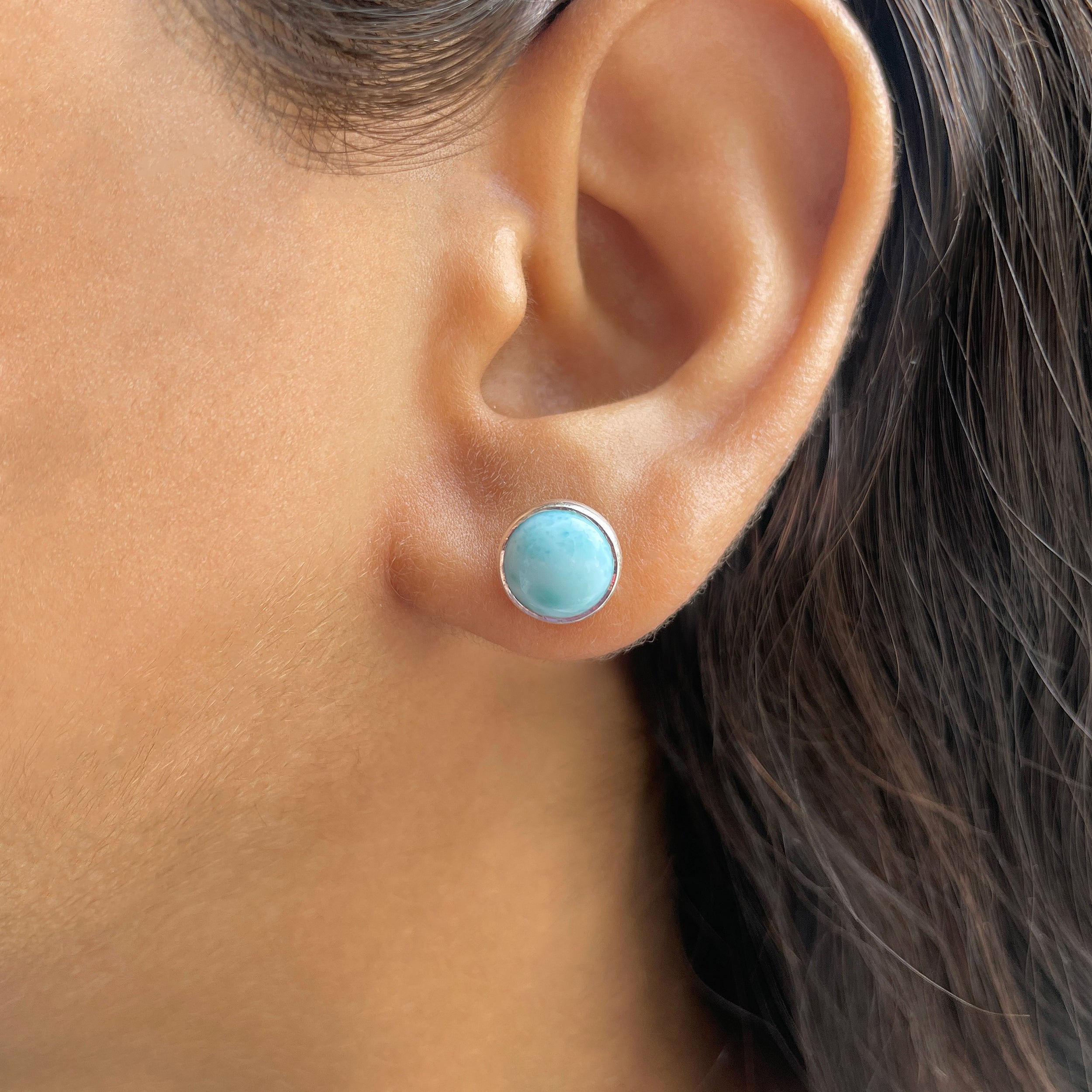 Larimar Stud Earring-(LAR-E-2426.)