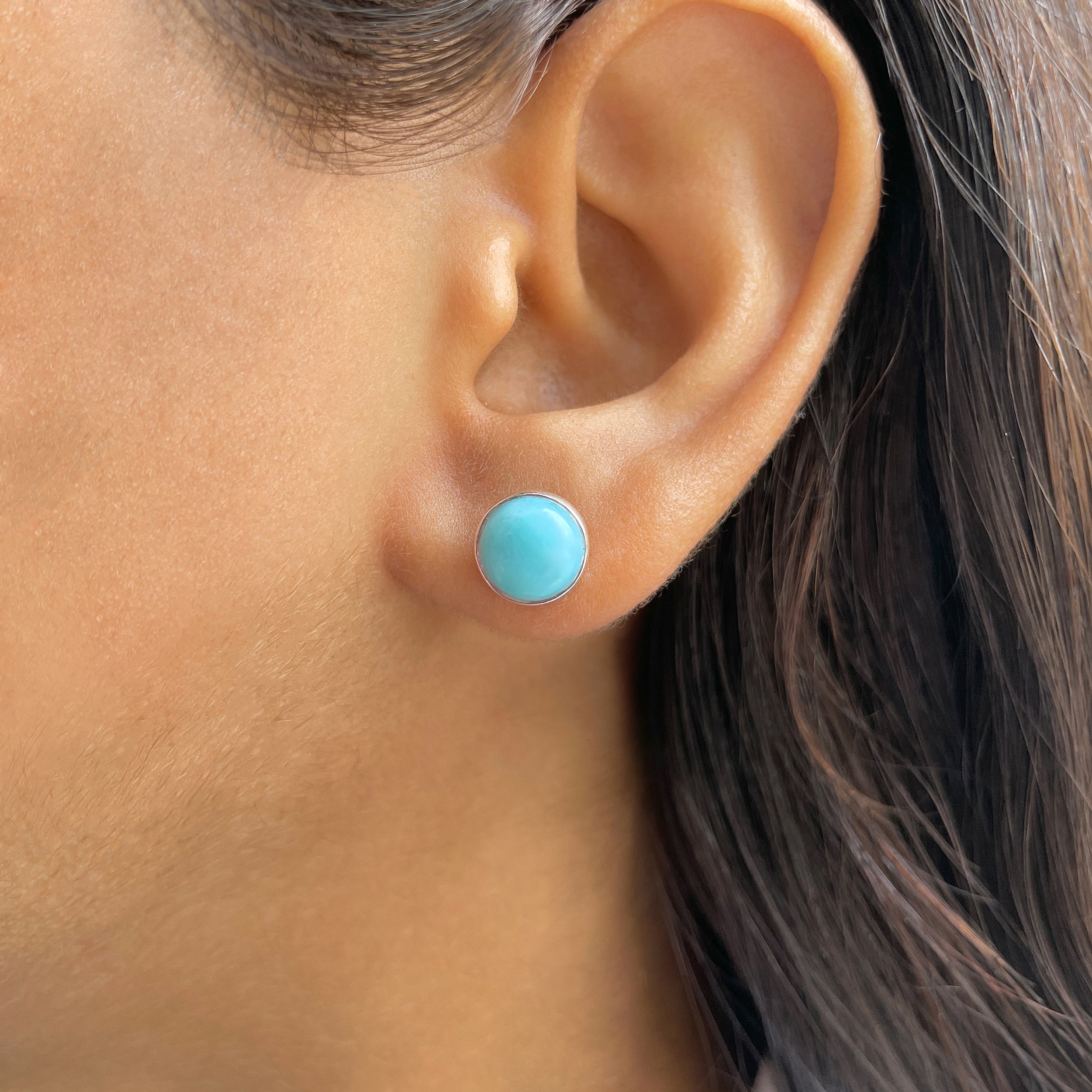Larimar Stud Earring-(LAR-E-2427.)