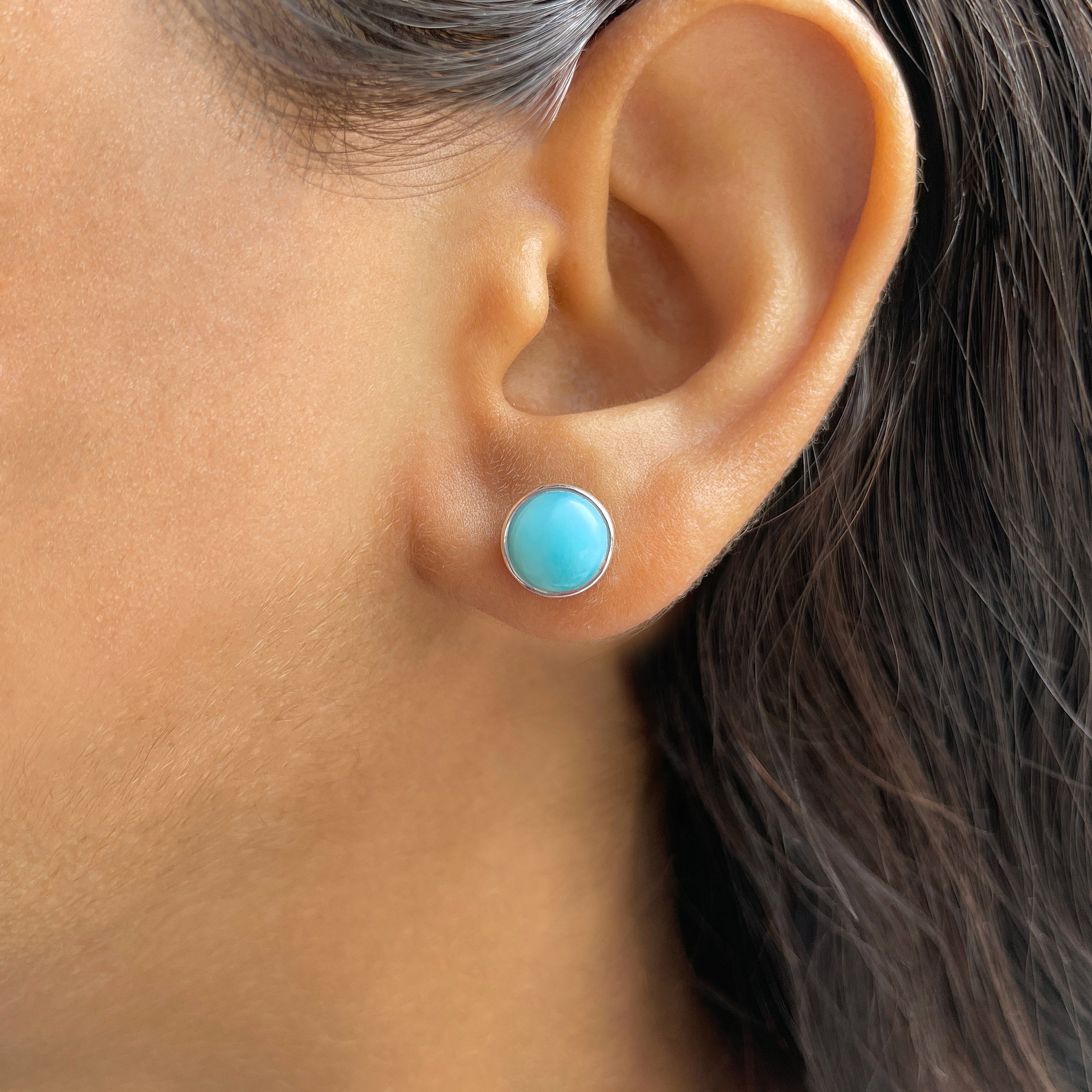 Larimar Stud Earring-(LAR-E-2428.)