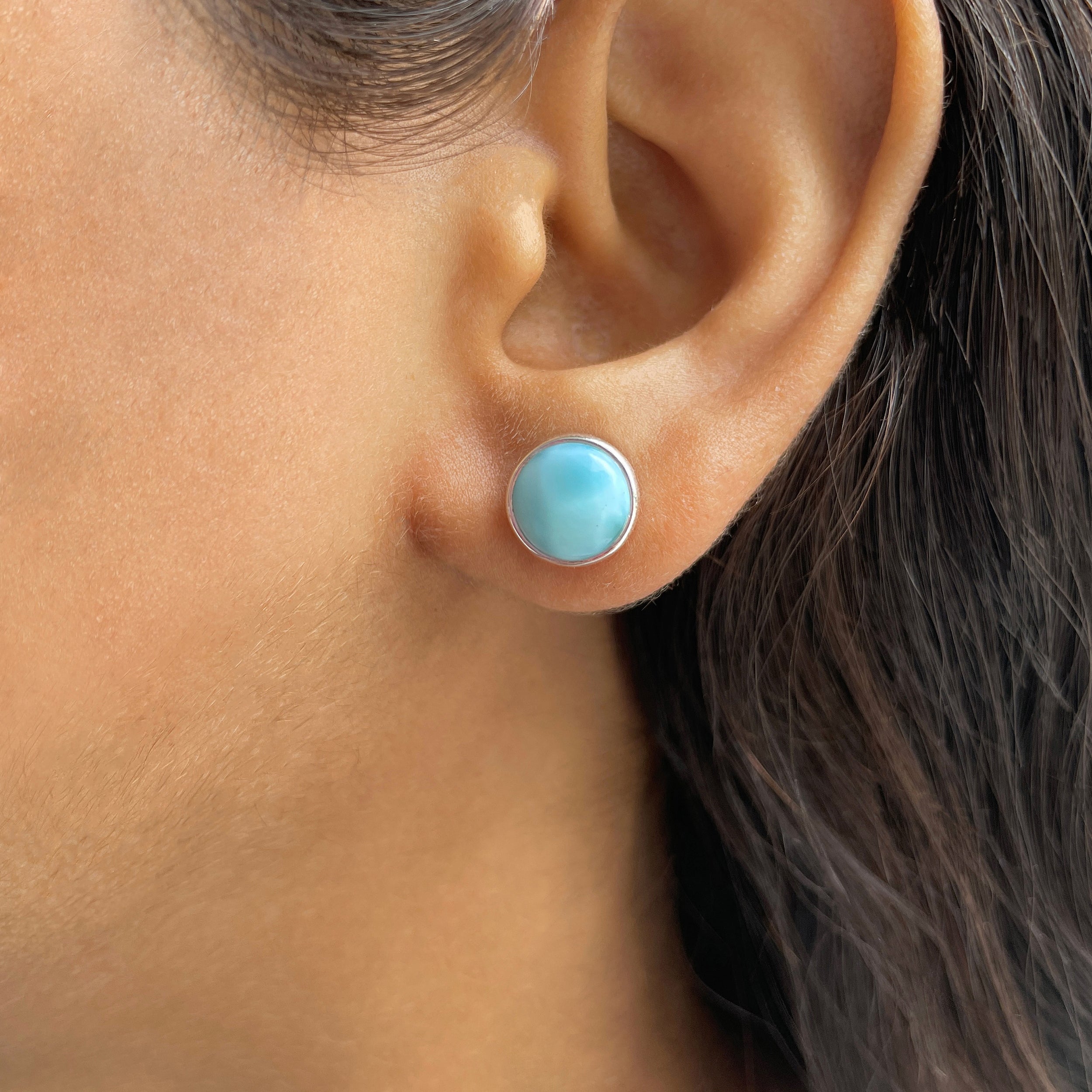 Larimar Stud Earring-(LAR-E-2430.)