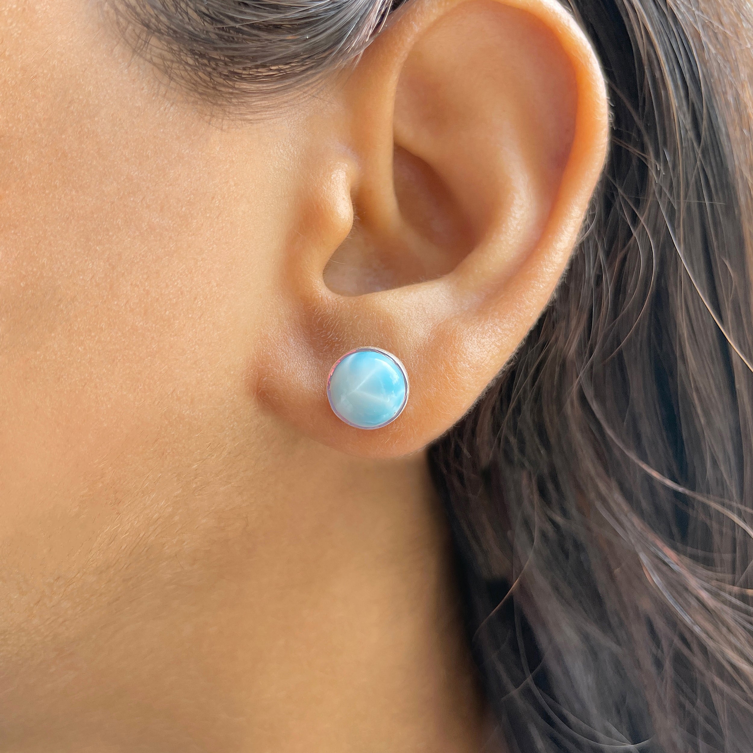 Larimar Stud Earring-(LAR-E-2431.)