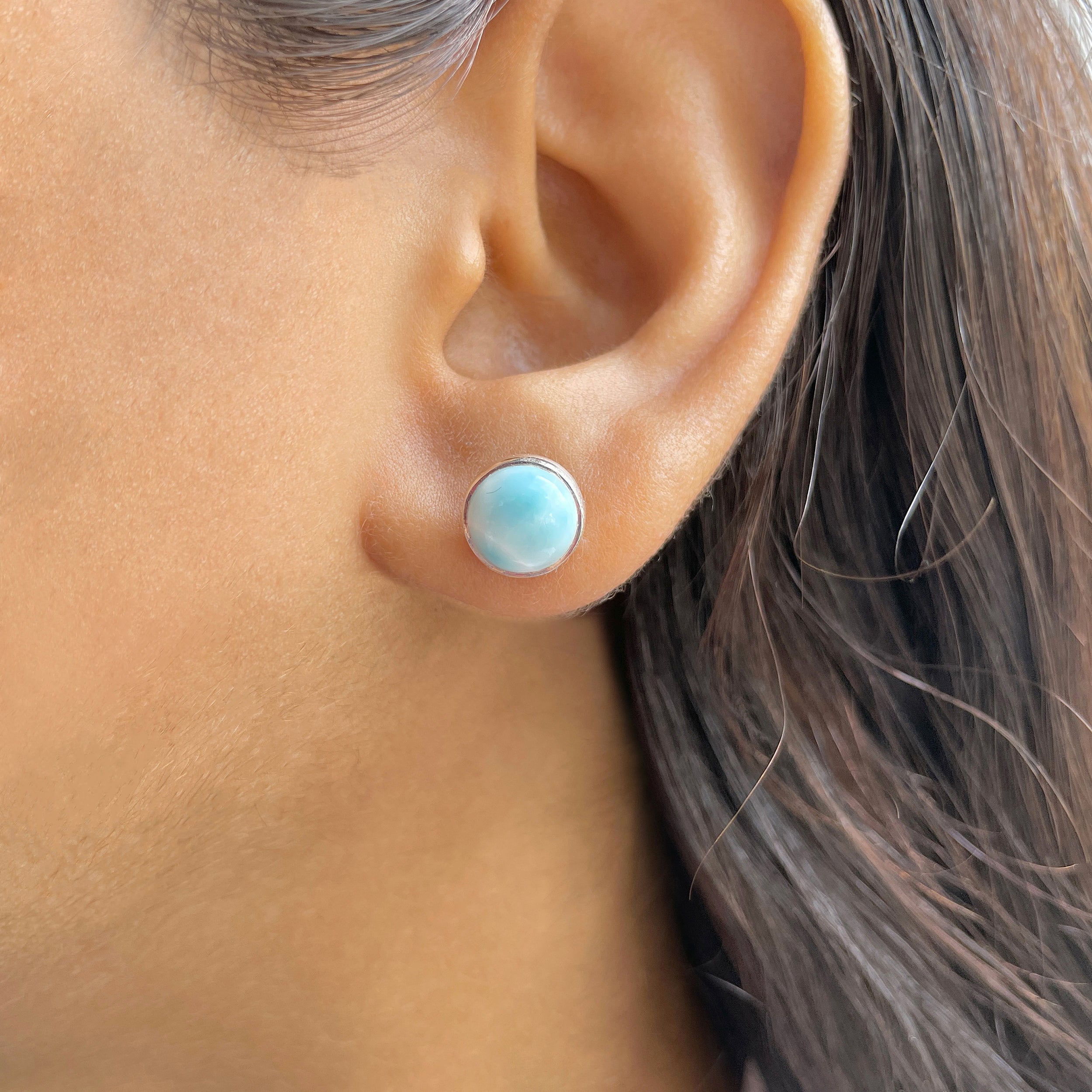 Larimar Stud Earring-(LAR-E-2434.)