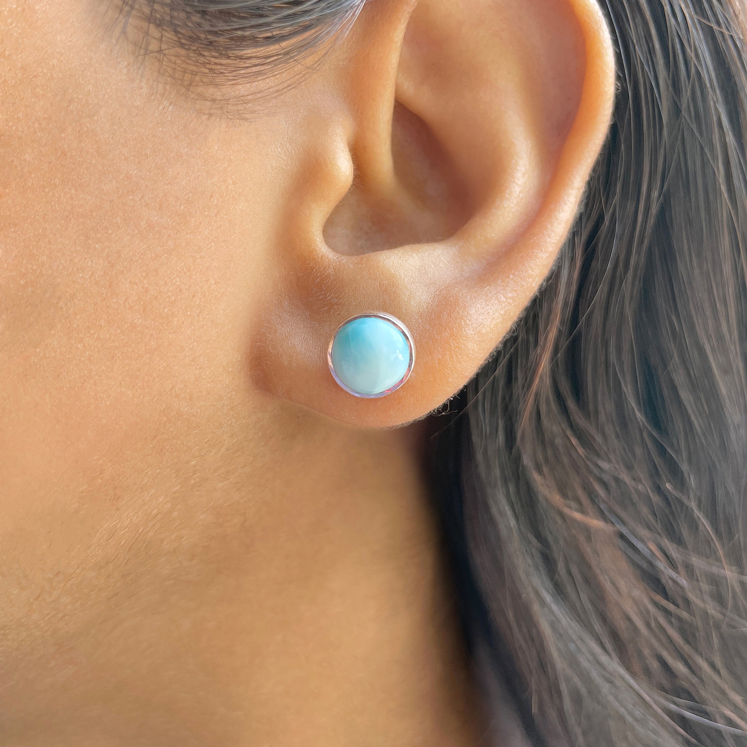 Larimar Stud Earring-(LAR-E-2436.)