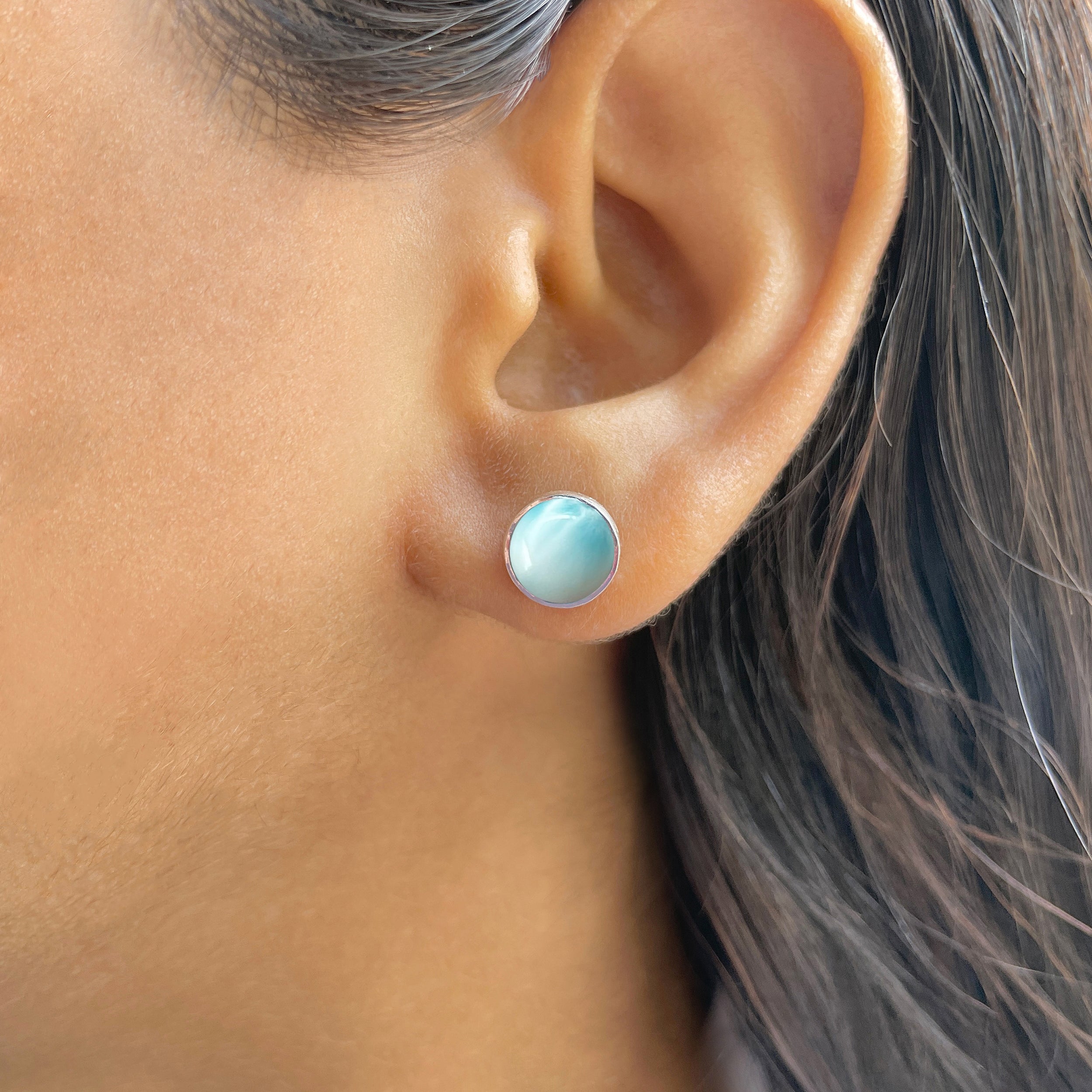 Larimar Stud Earring-(LAR-E-2437.)