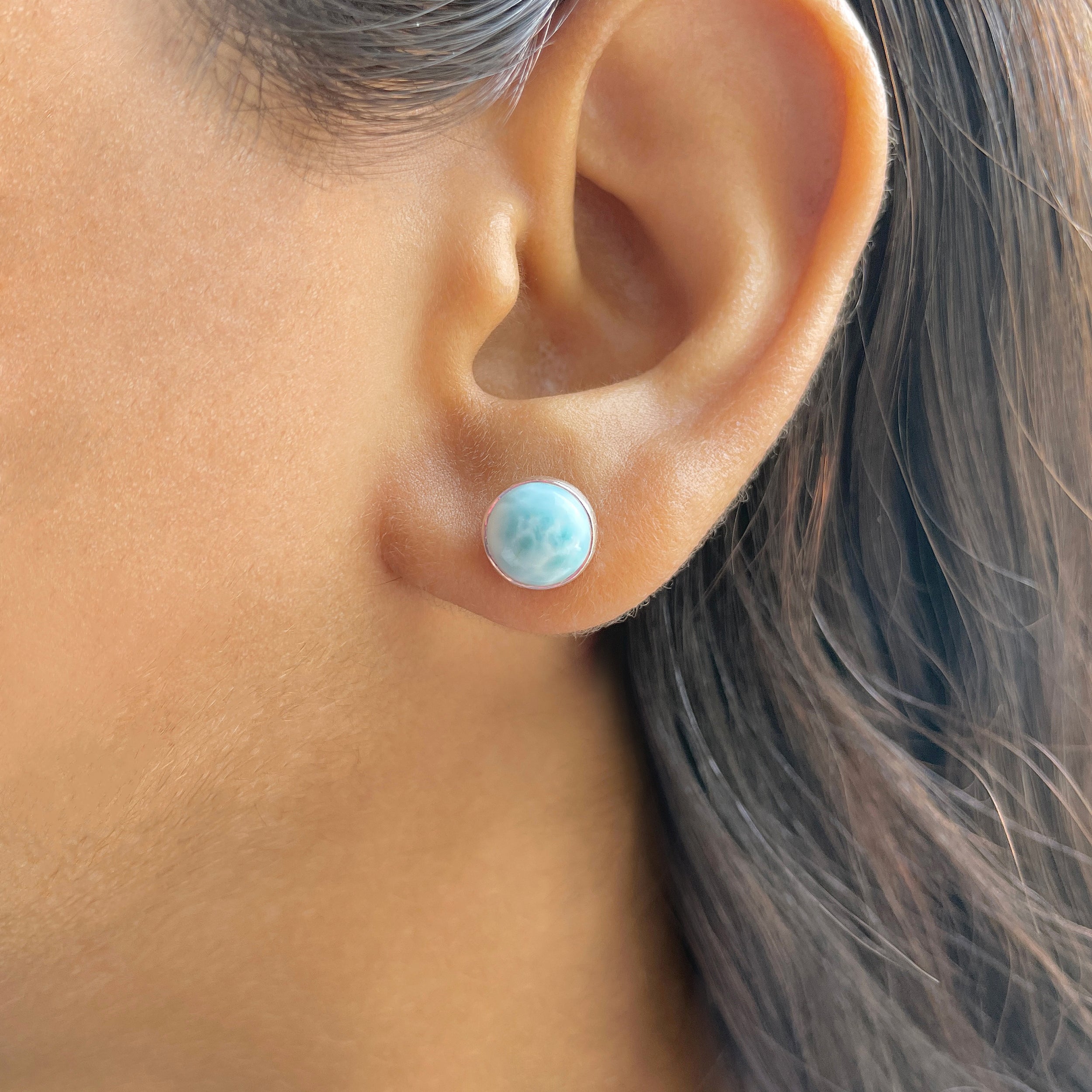 Larimar Stud Earring-(LAR-E-2438.)