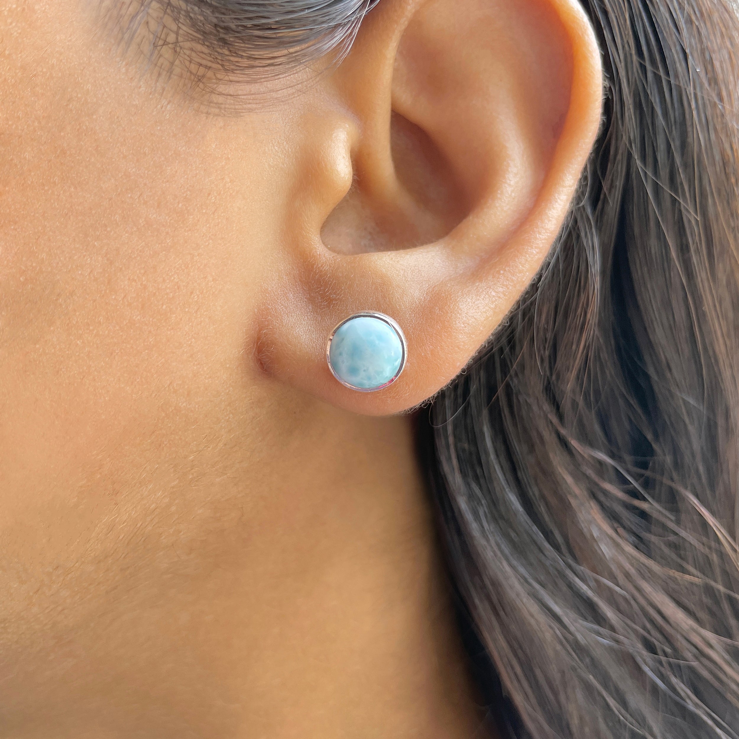 Larimar Stud Earring-(LAR-E-2440.)