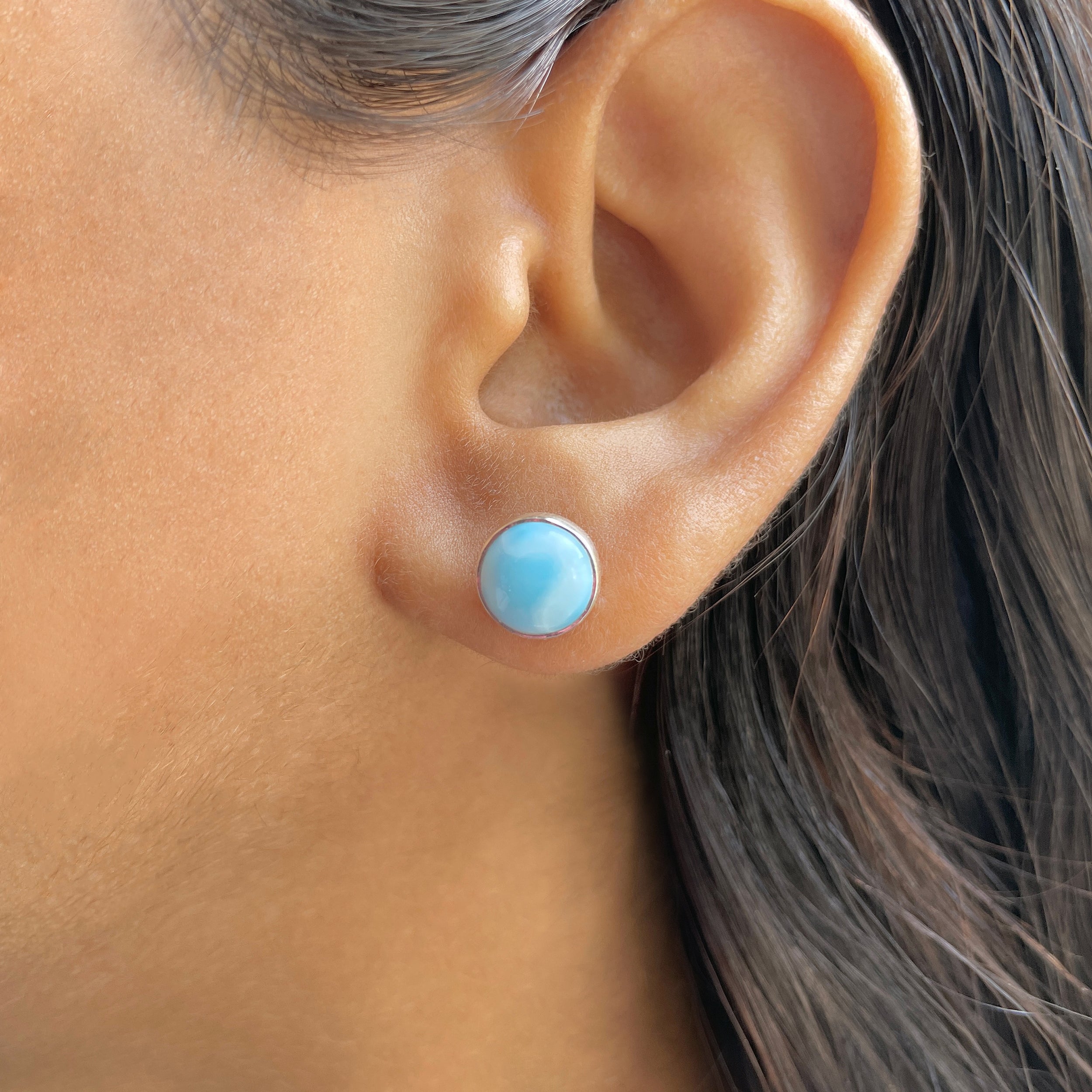 Larimar Stud Earring-(LAR-E-2442.)