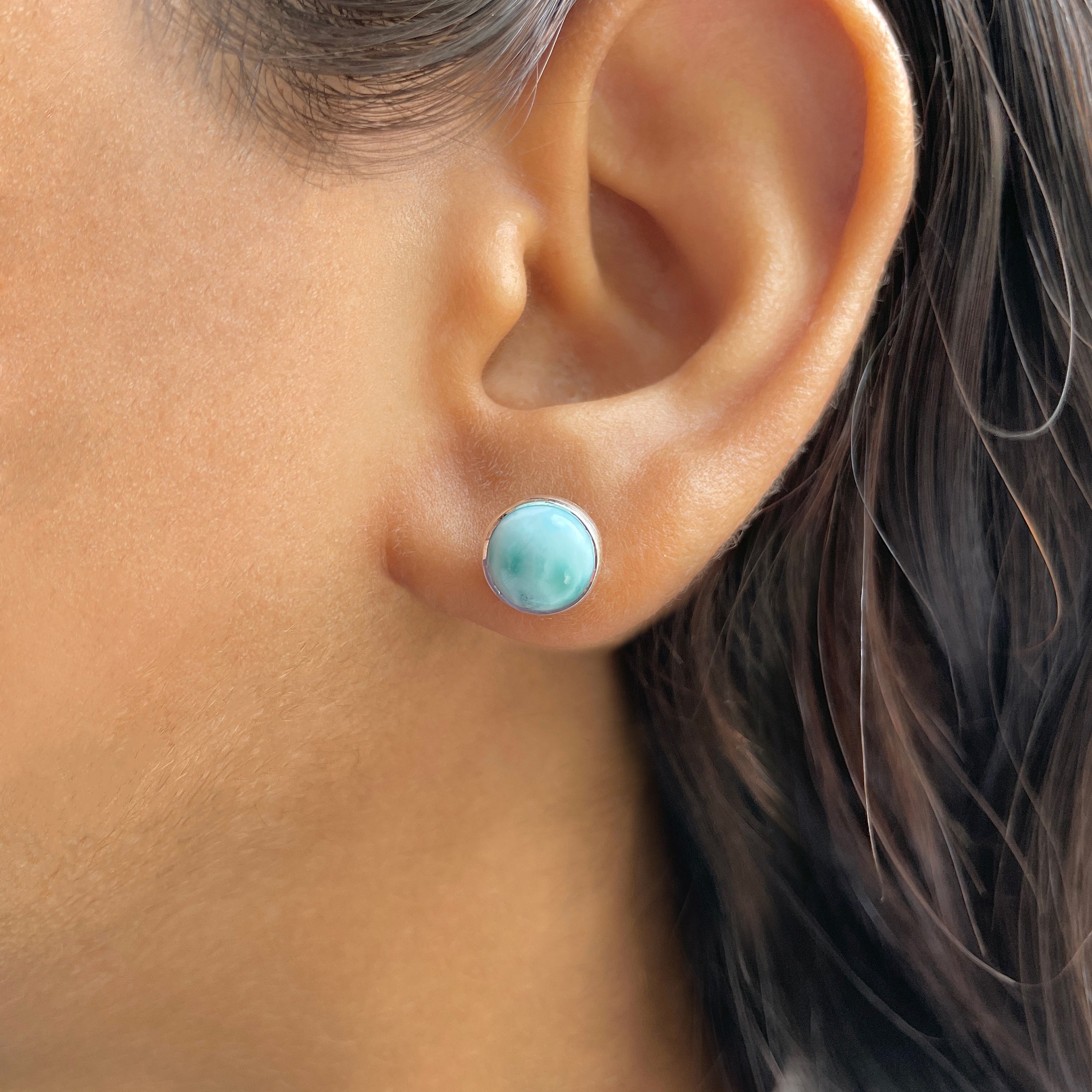 Larimar Stud Earring-(LAR-E-2445.)