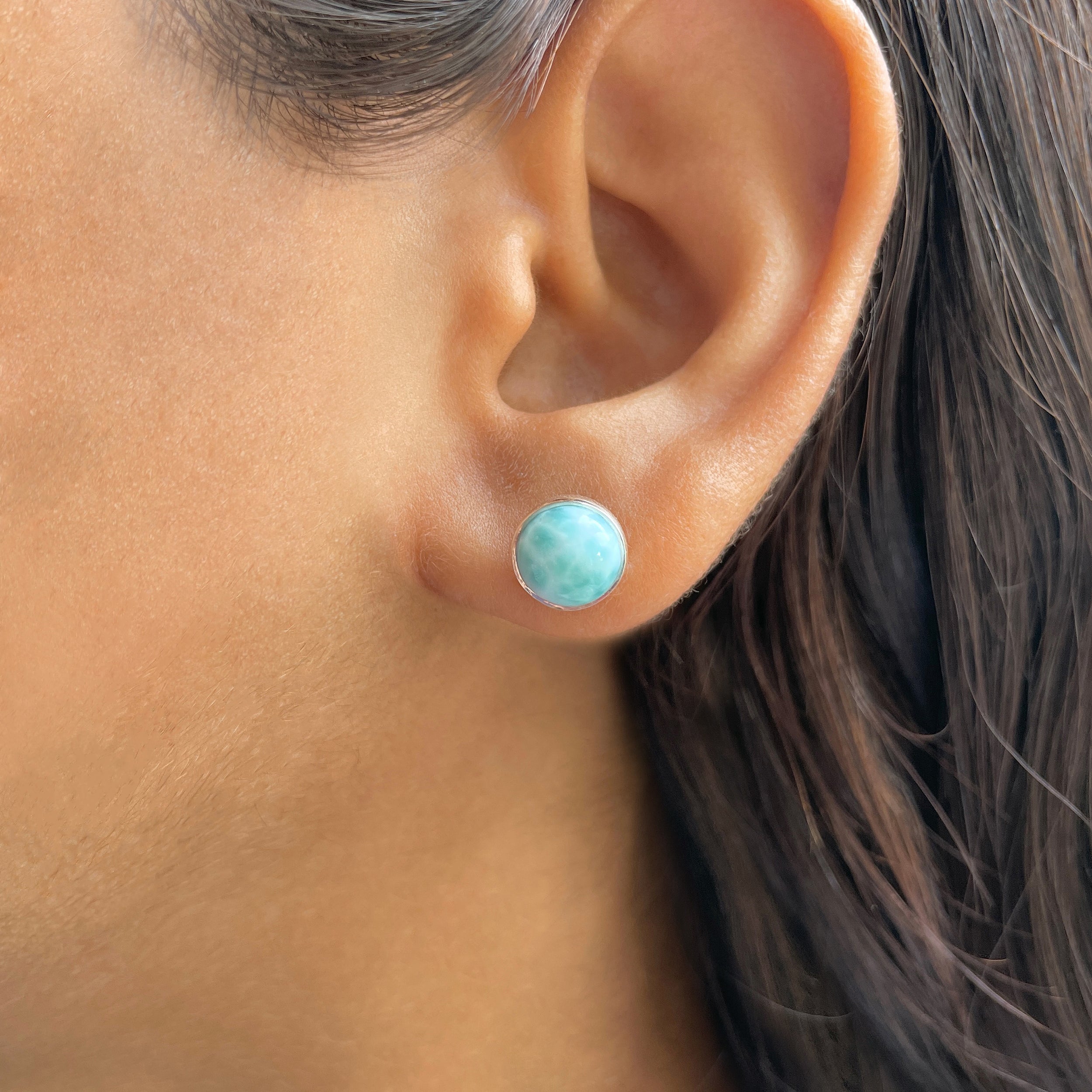 Larimar Stud Earring-(LAR-E-2446.)