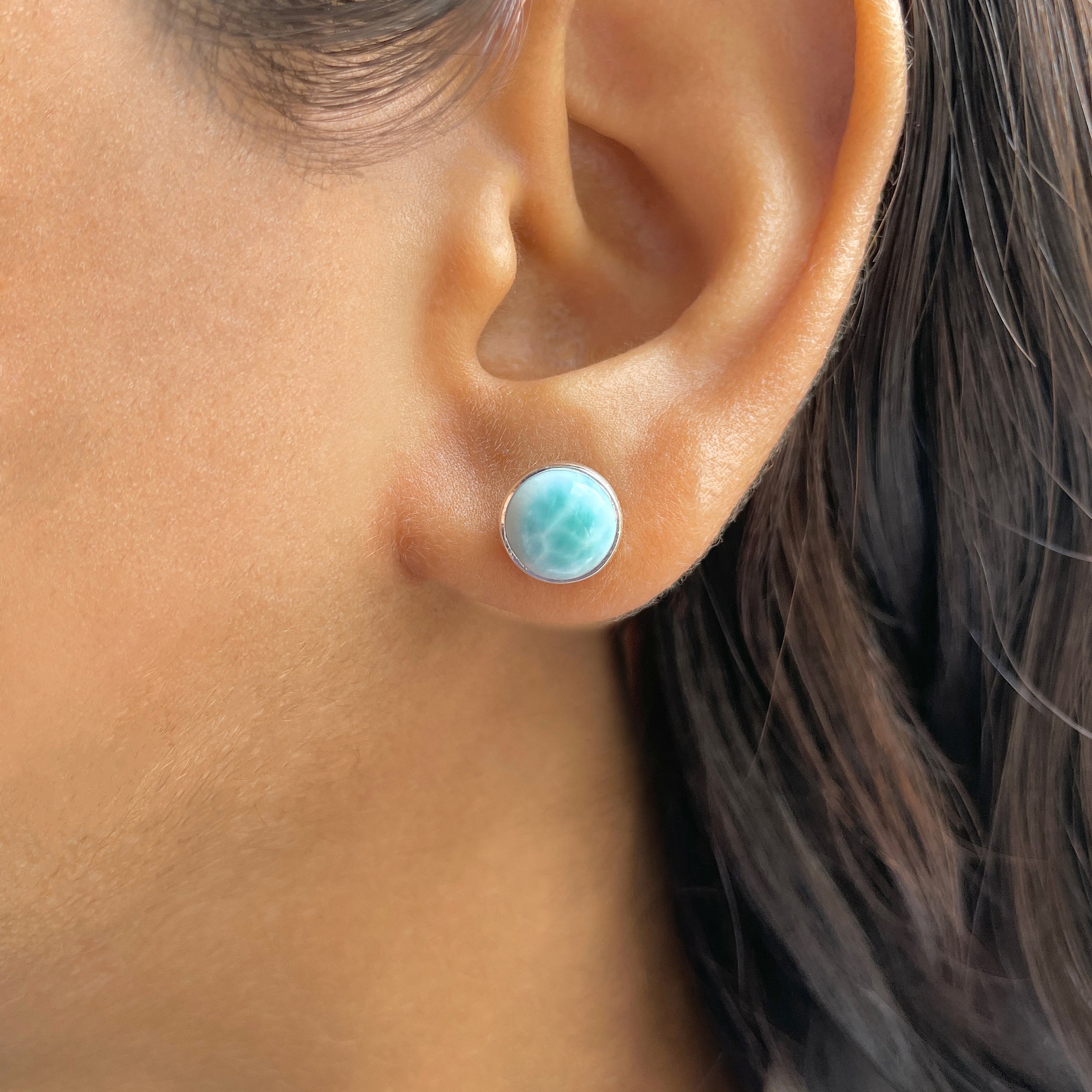 Larimar Stud Earring-(LAR-E-2447.)
