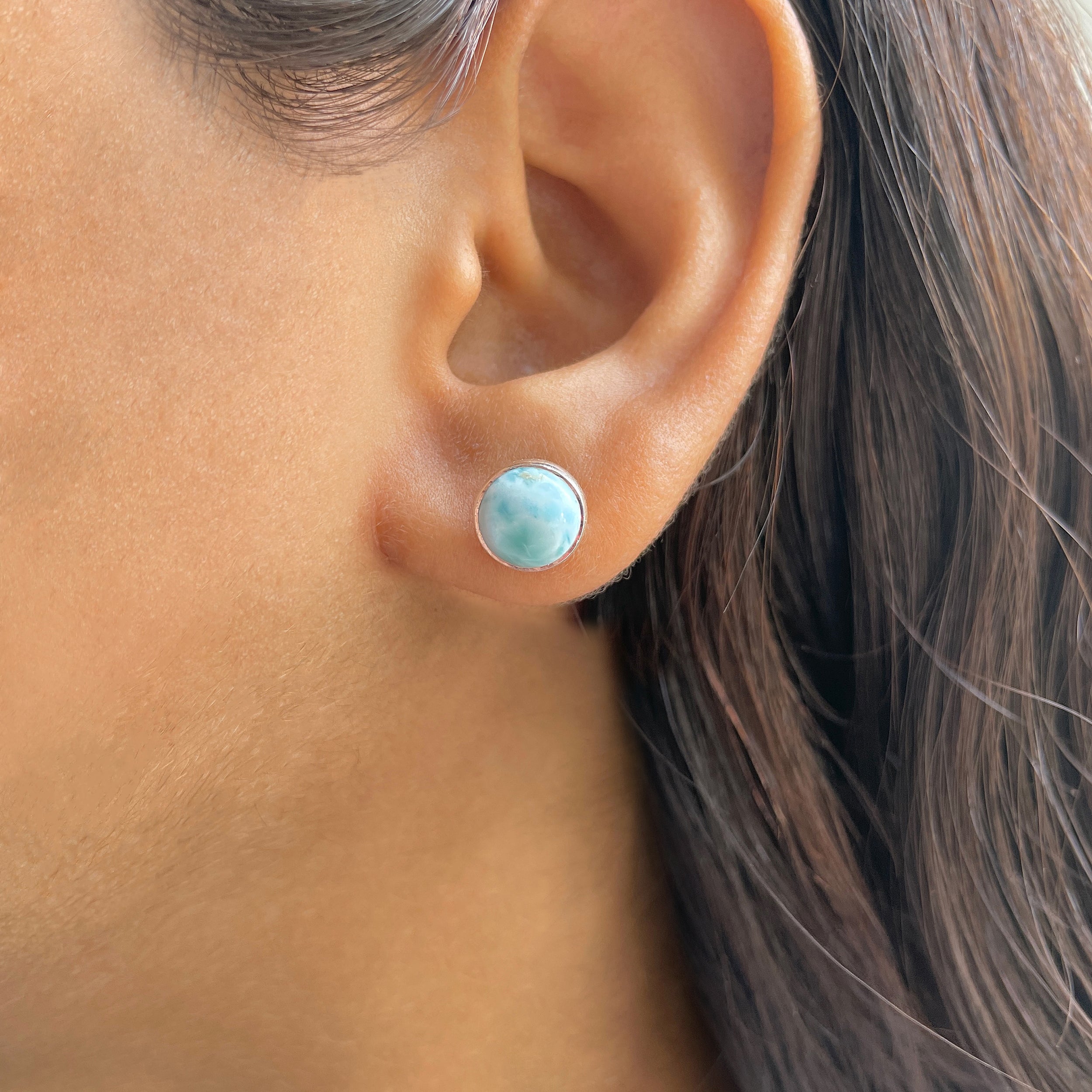 Larimar Stud Earring-(LAR-E-2449.)