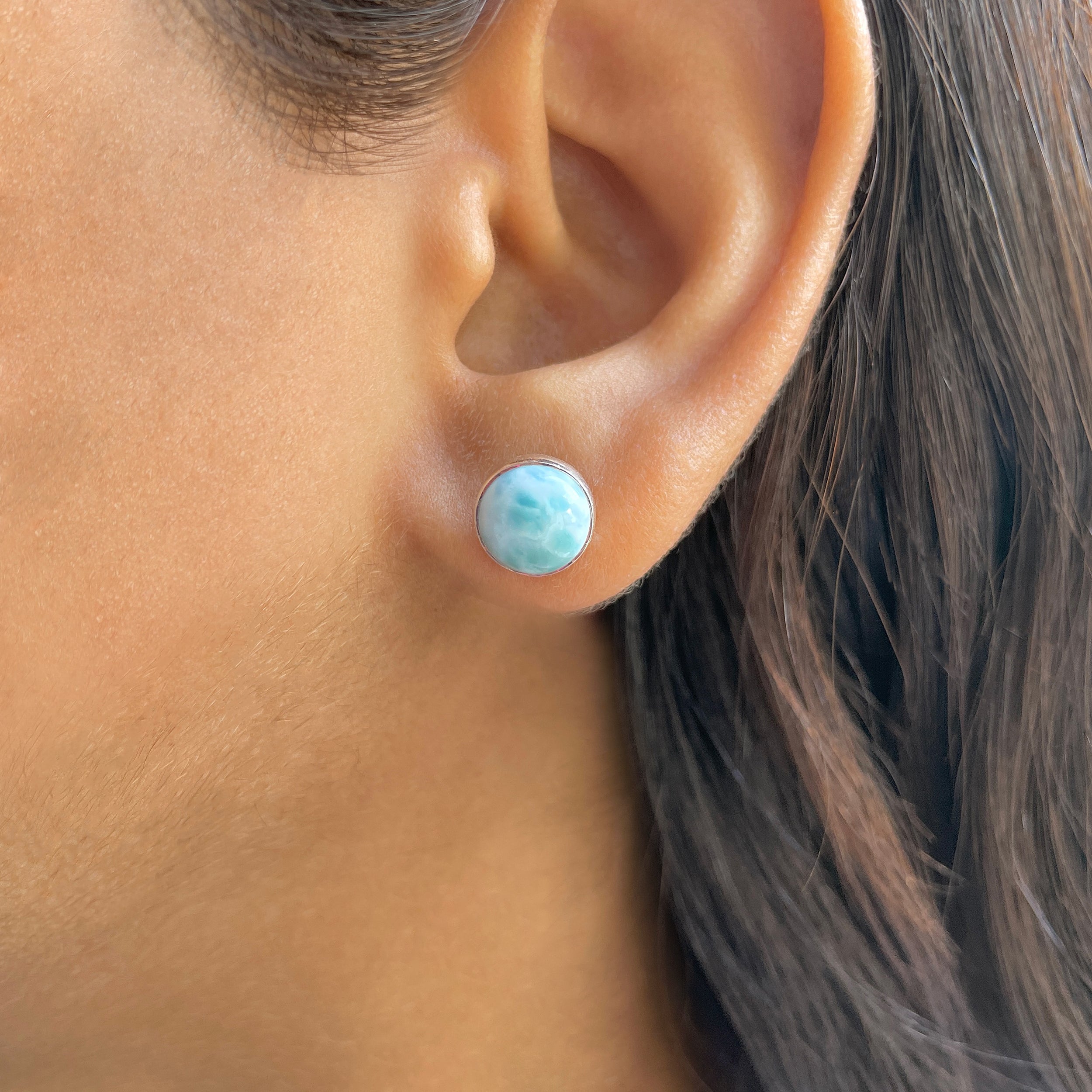 Larimar Stud Earring-(LAR-E-2451.)