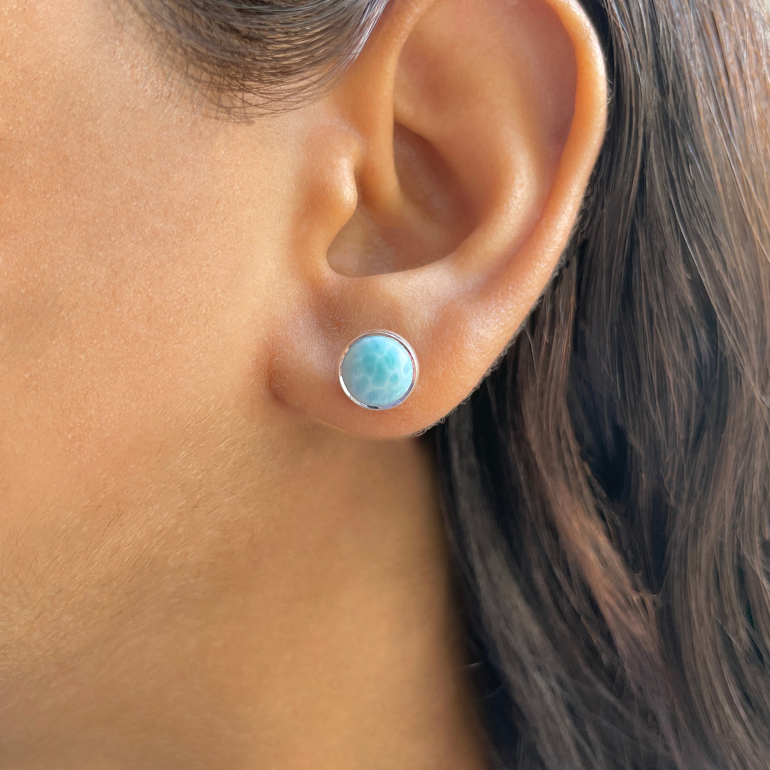 Larimar Stud Earring-(LAR-E-2453.)