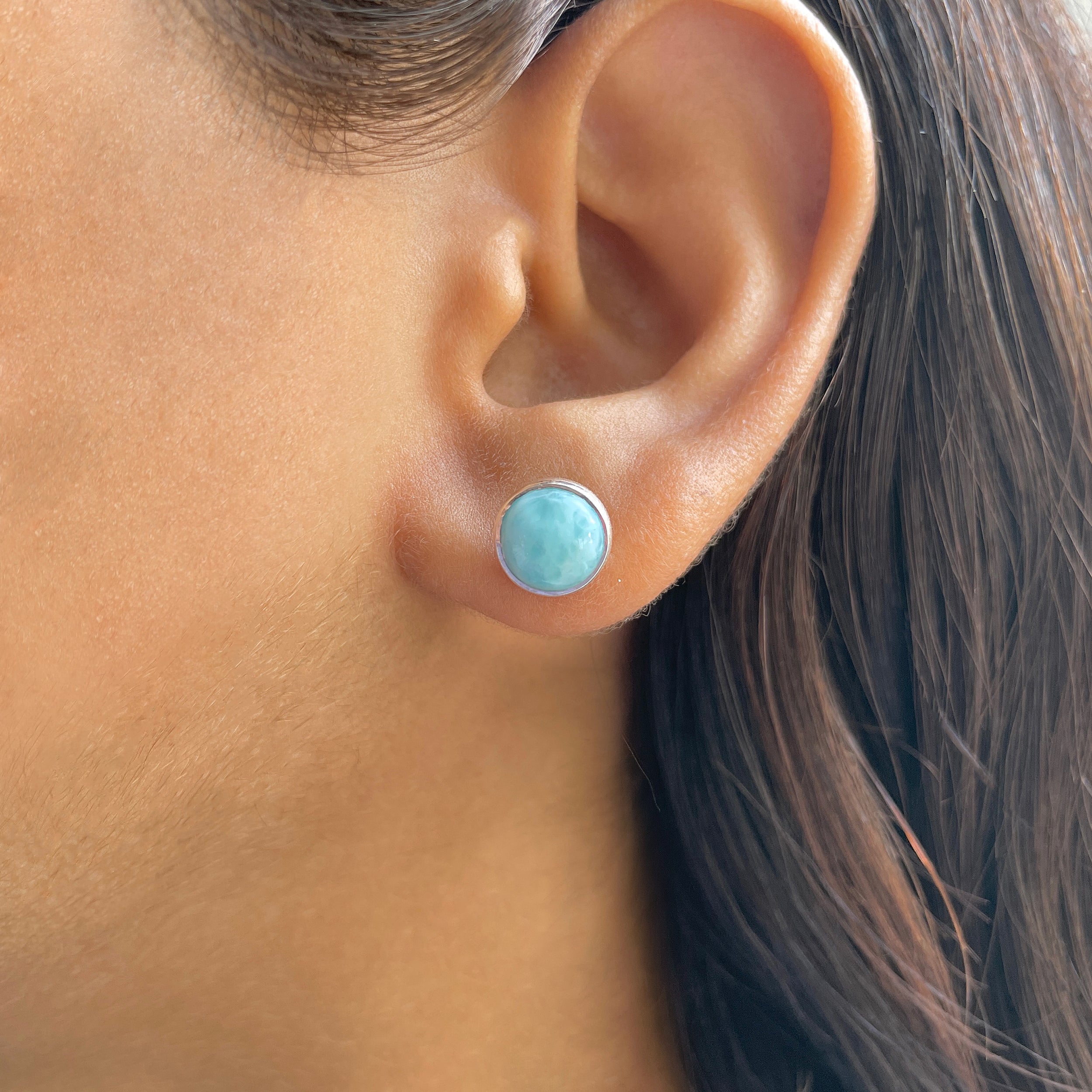 Larimar Stud Earring-(LAR-E-2457.)