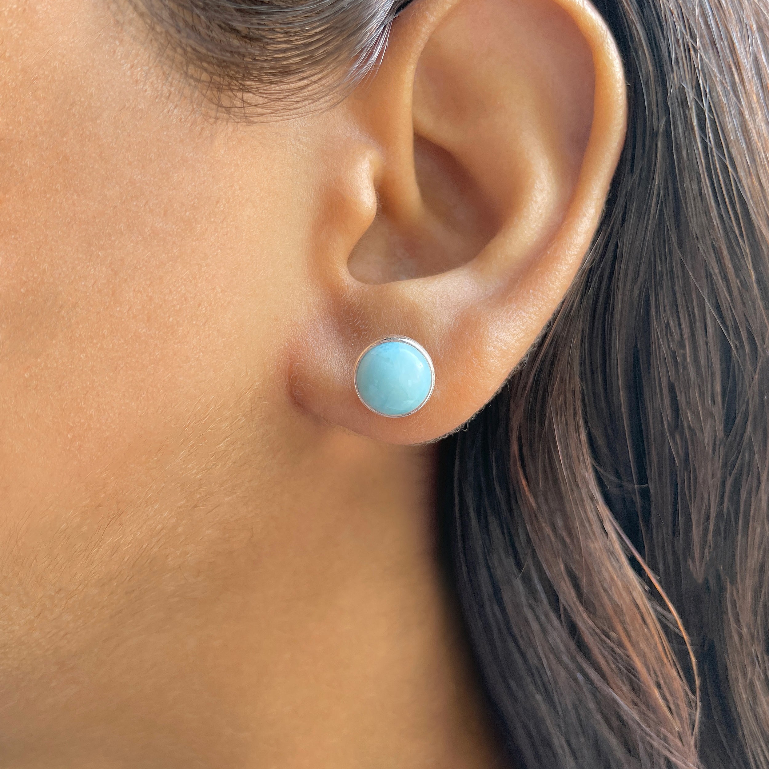 Larimar Stud Earring-(LAR-E-2459.)