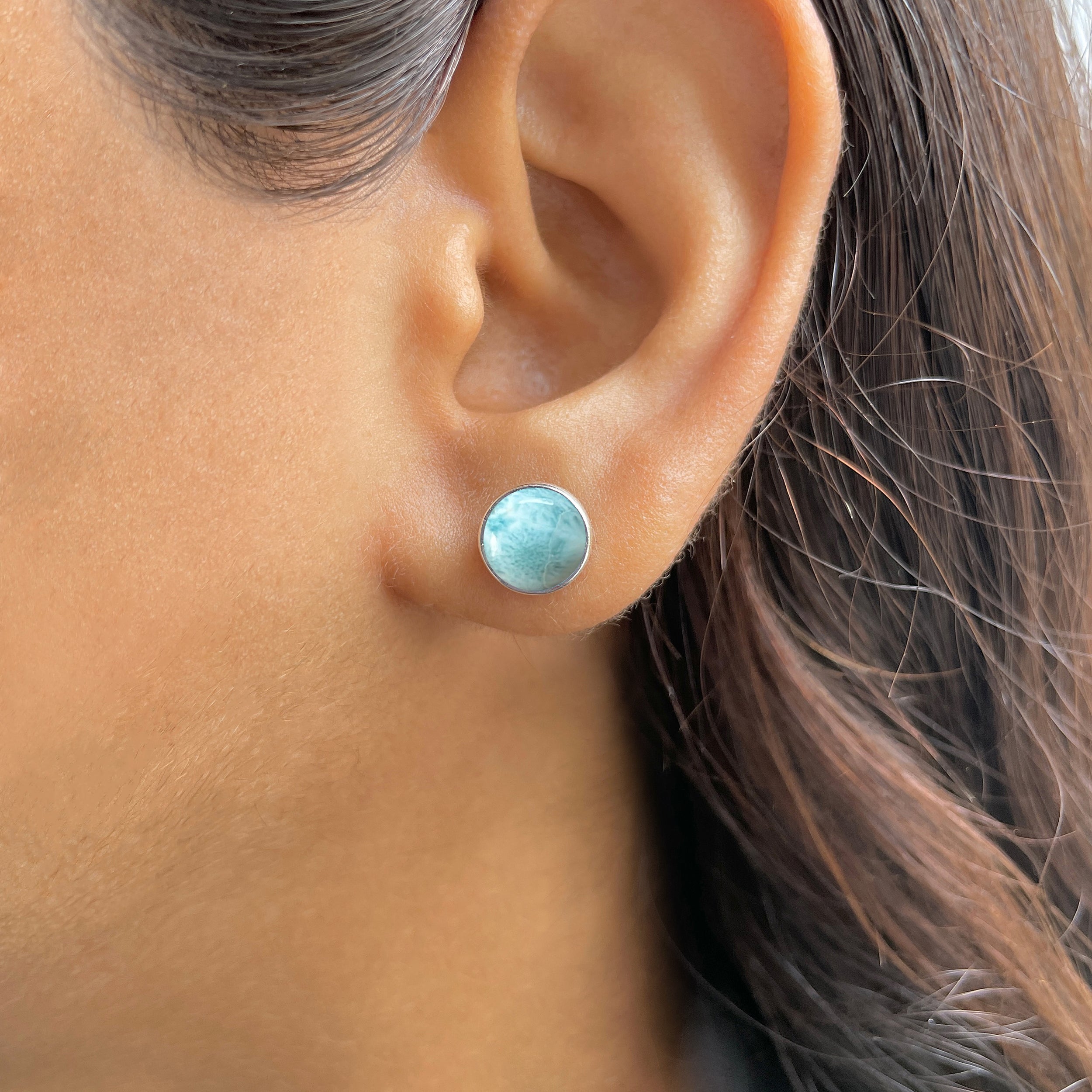 Larimar Stud Earring-(LAR-E-2465.)