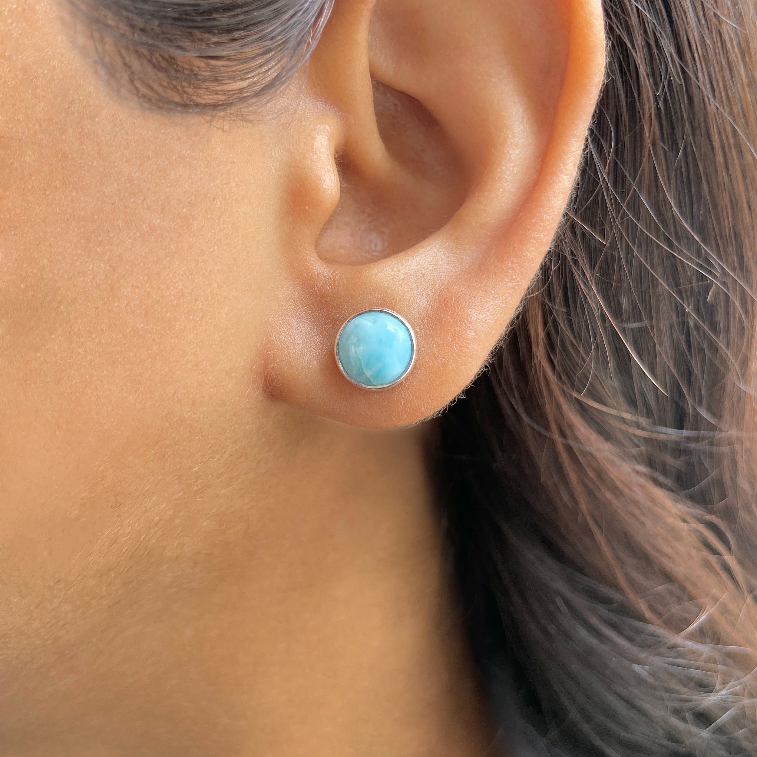 Larimar Stud Earring-(LAR-E-2466.)