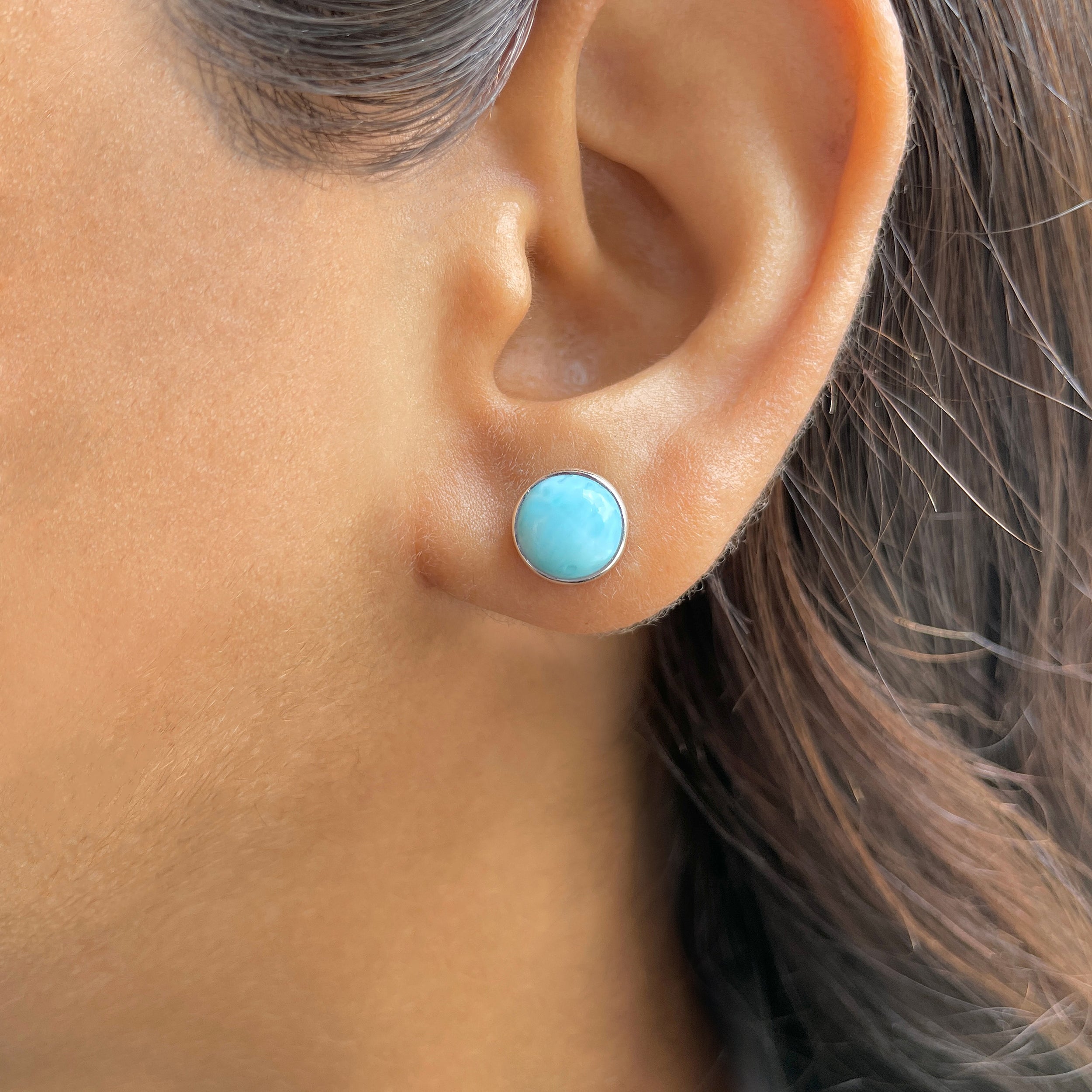 Larimar Stud Earring-(LAR-E-2467.)