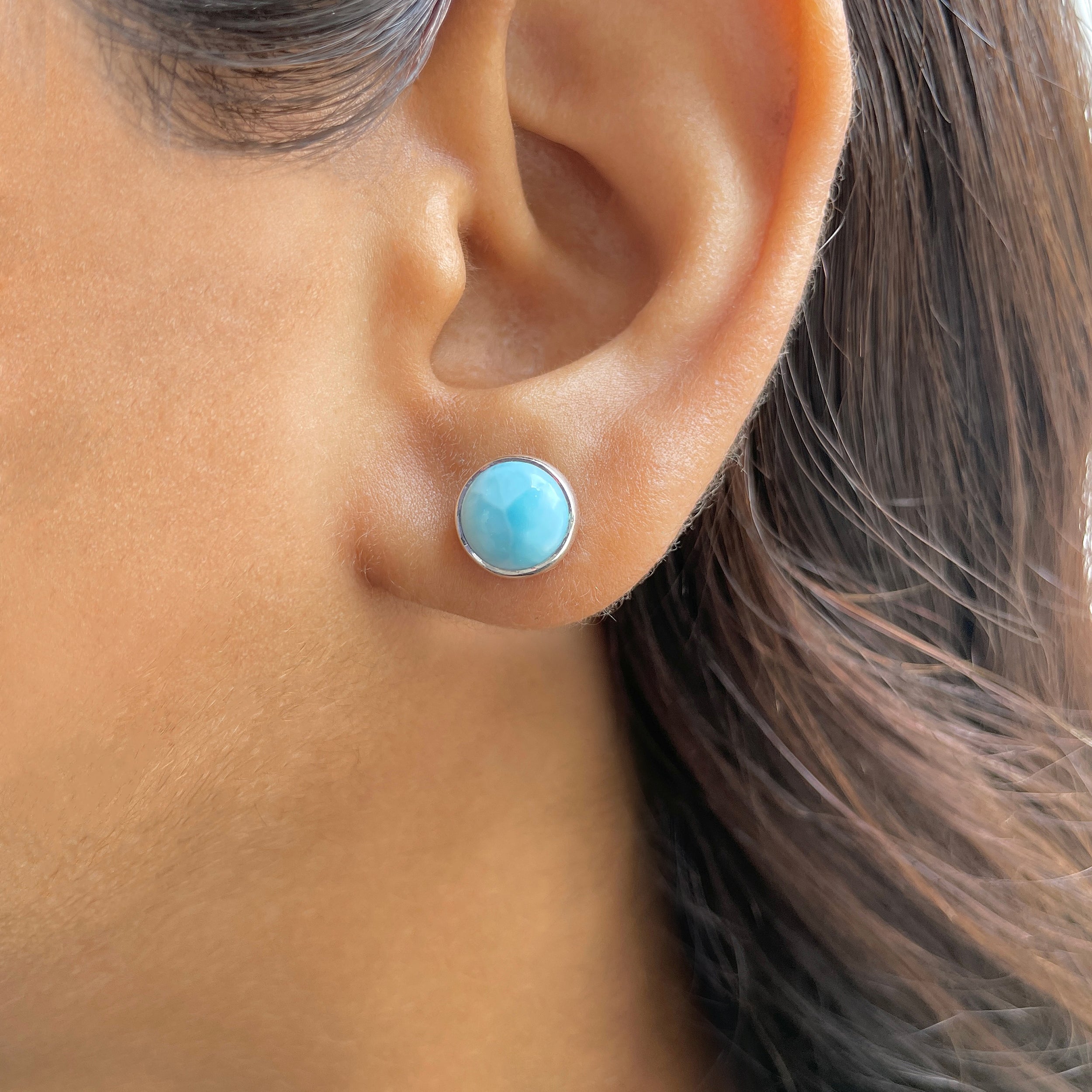 Larimar Stud Earring-(LAR-E-2468.)