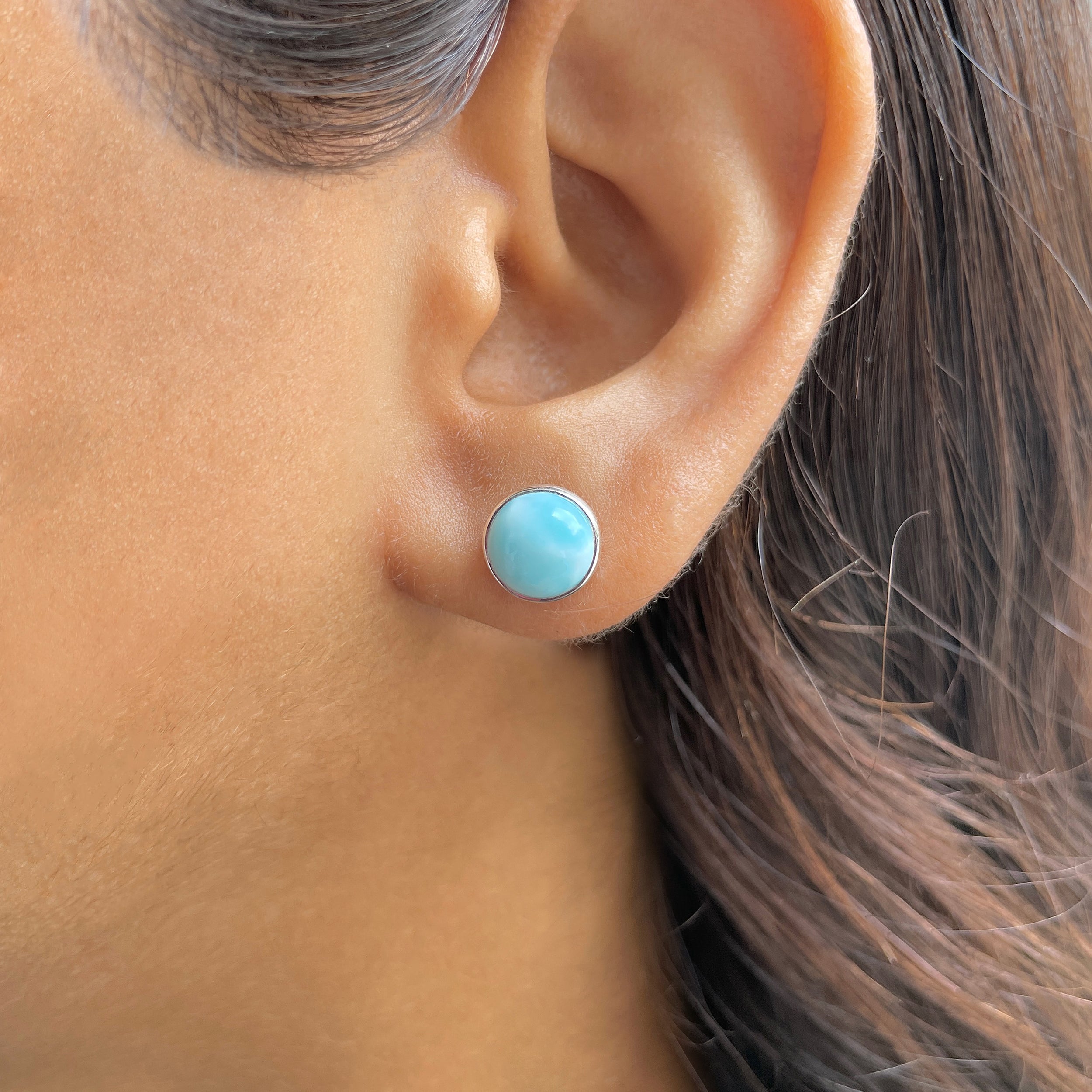 Larimar Stud Earring-(LAR-E-2469.)