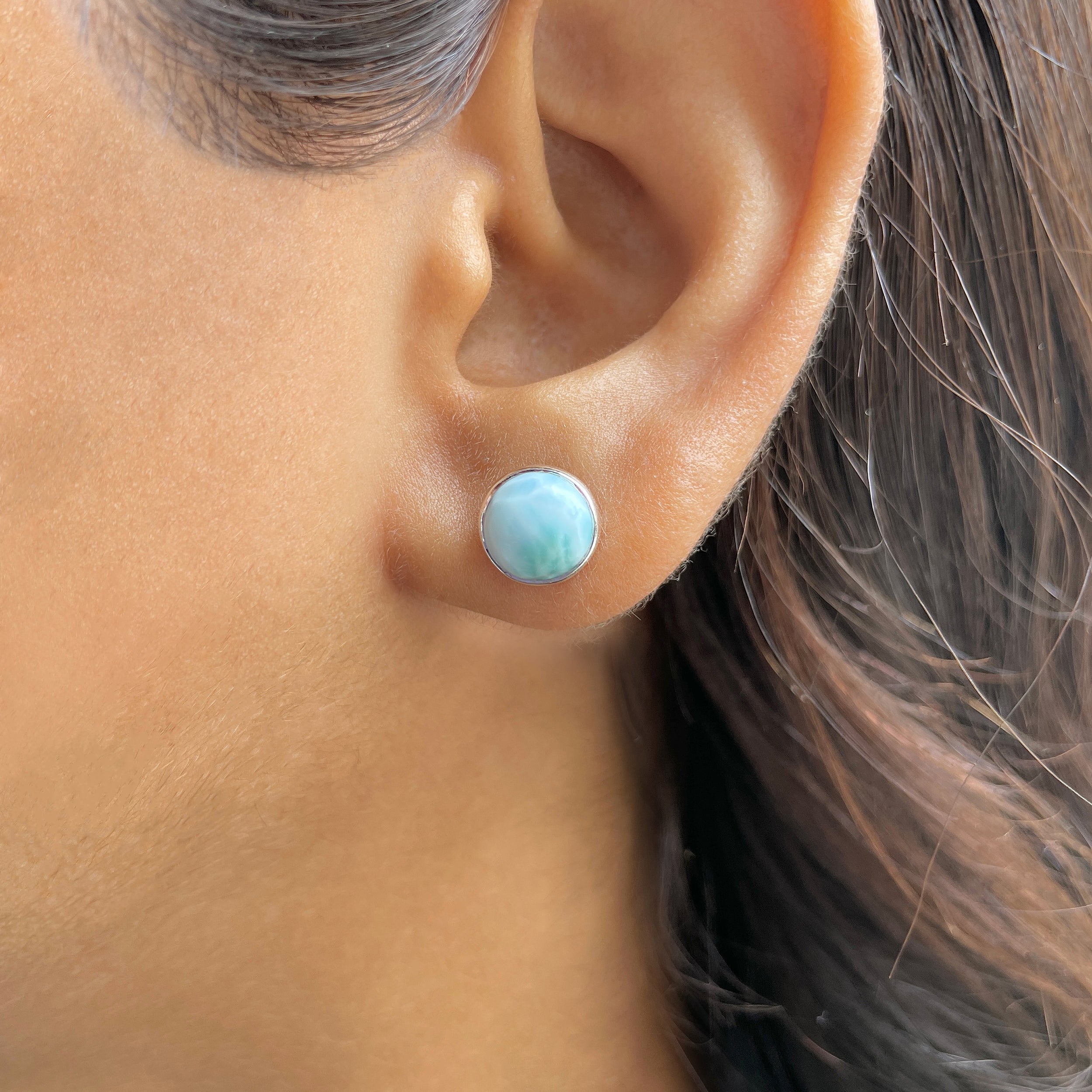Larimar Stud Earring-(LAR-E-2470.)
