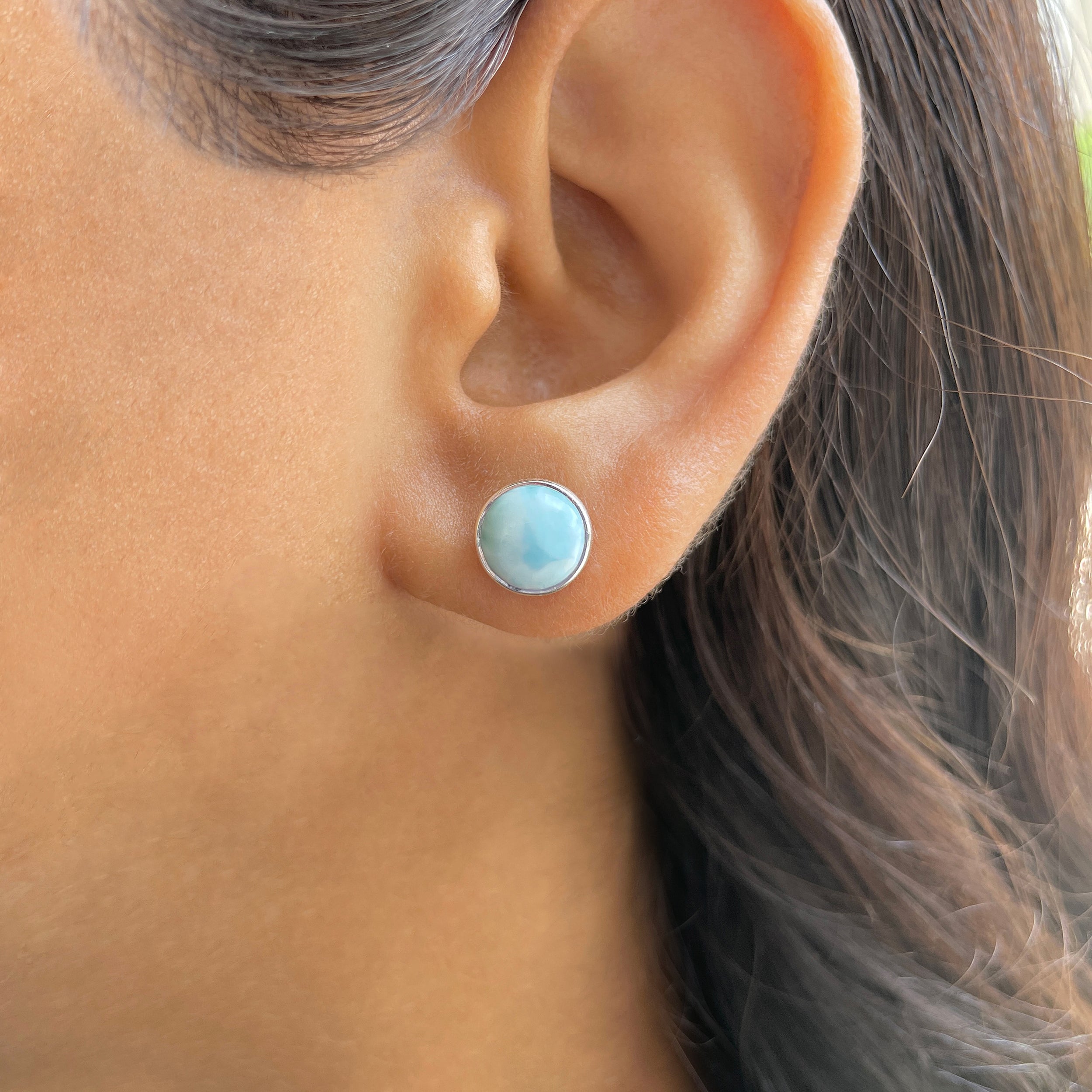 Larimar Stud Earring-(LAR-E-2472.)