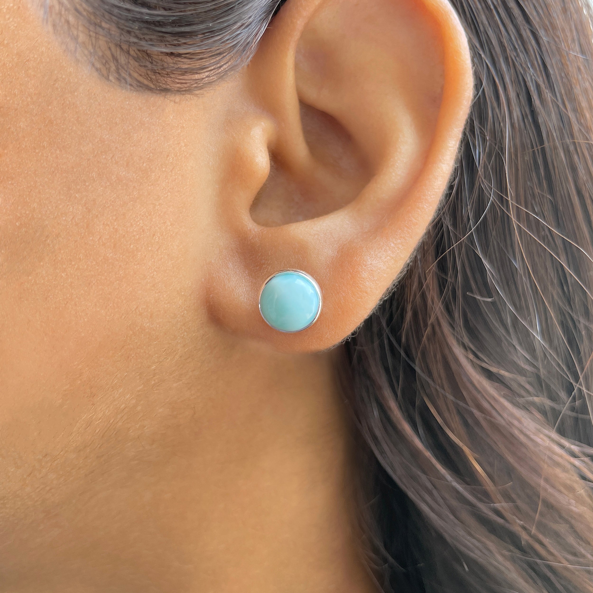 Larimar Stud Earring-(LAR-E-2473.)