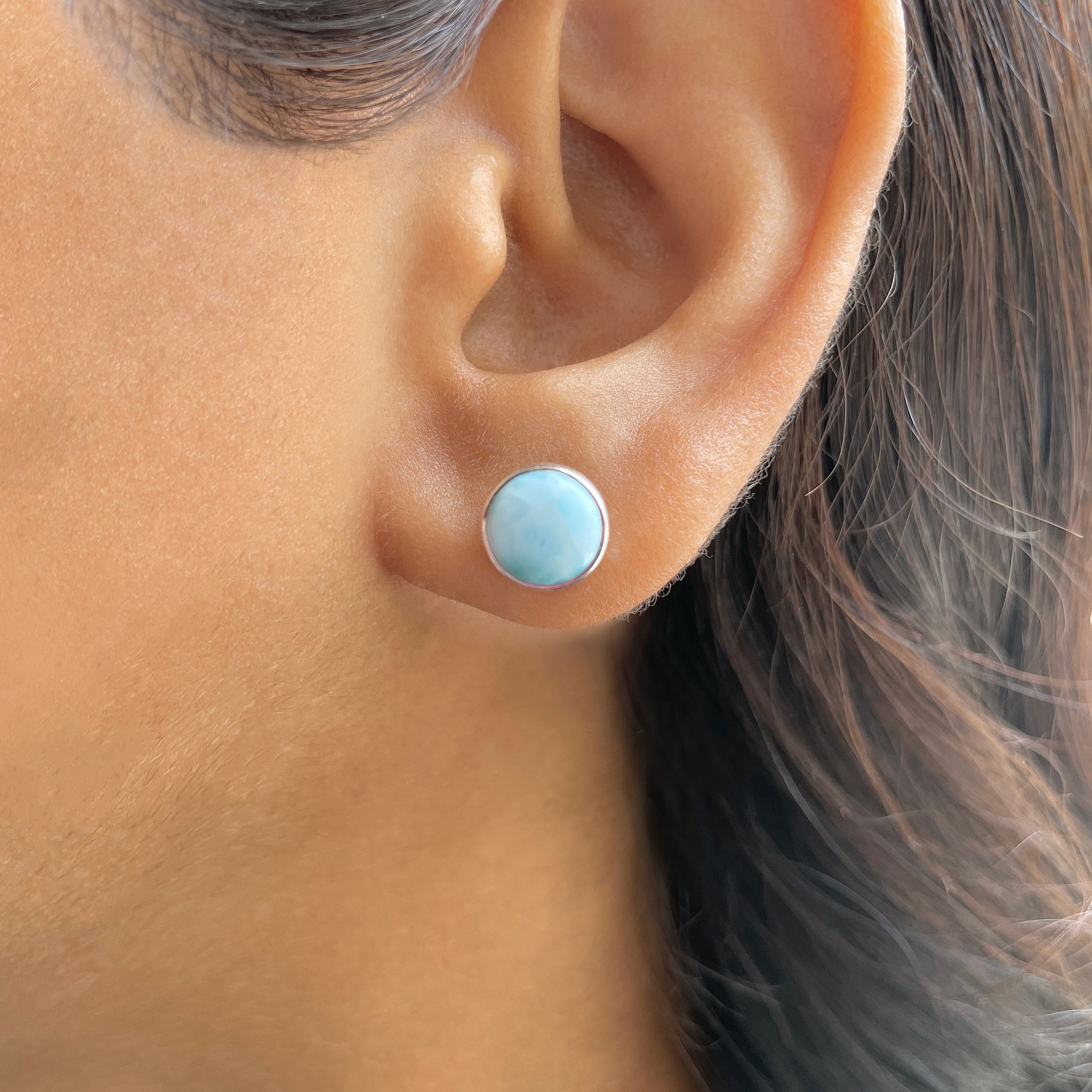 Larimar Stud Earring-(LAR-E-2474.)