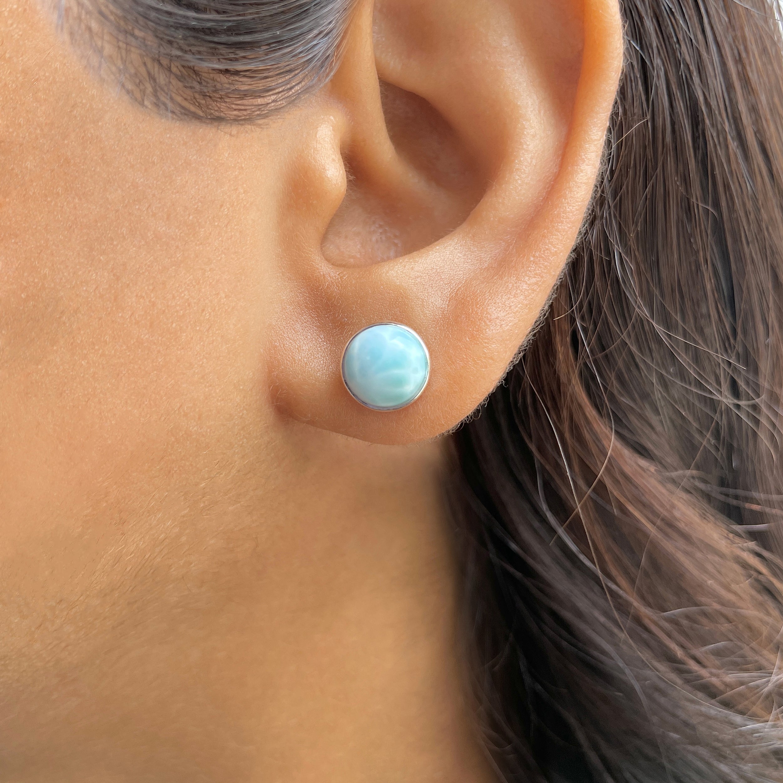 Larimar Stud Earring-(LAR-E-2475.)