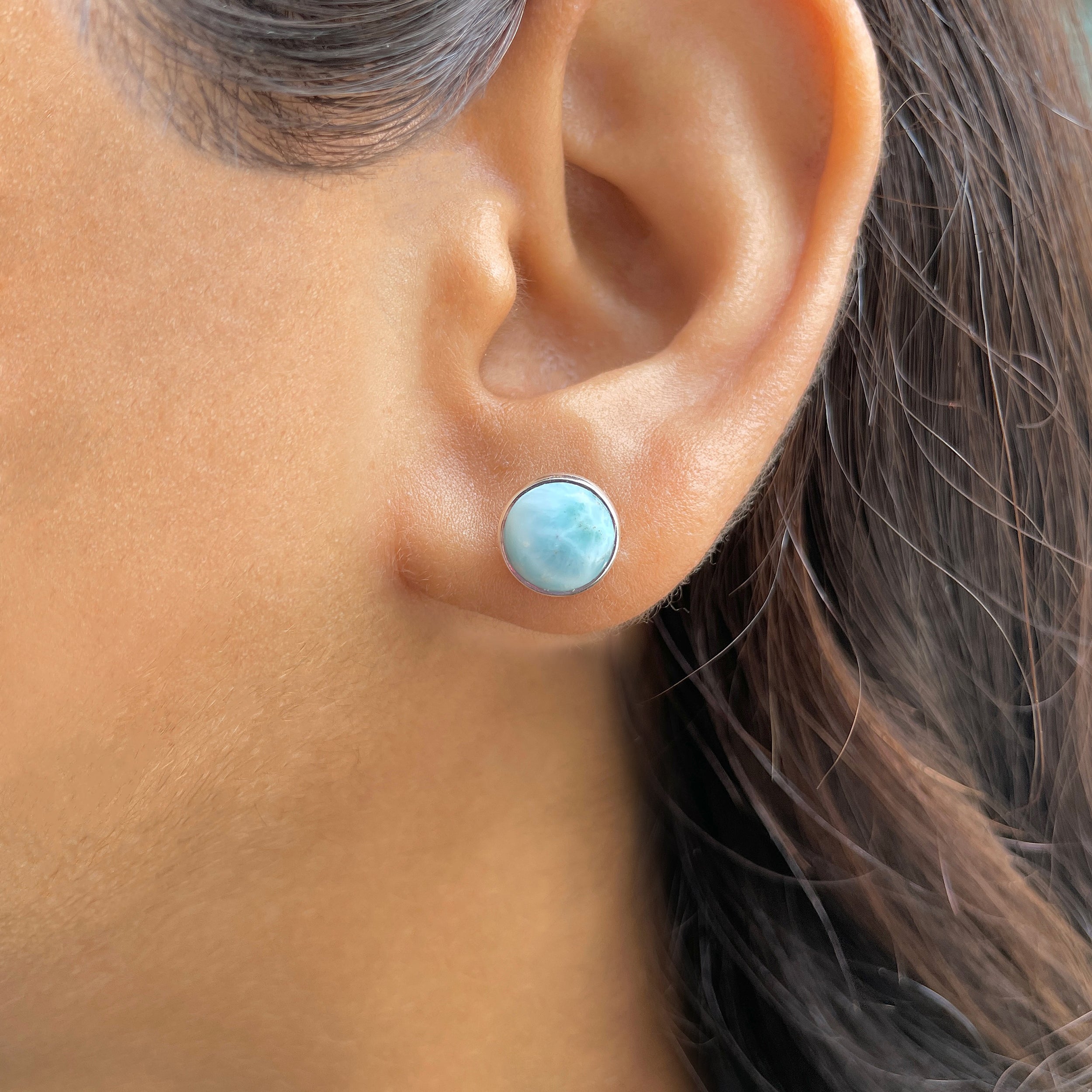 Larimar Stud Earring-(LAR-E-2476.)