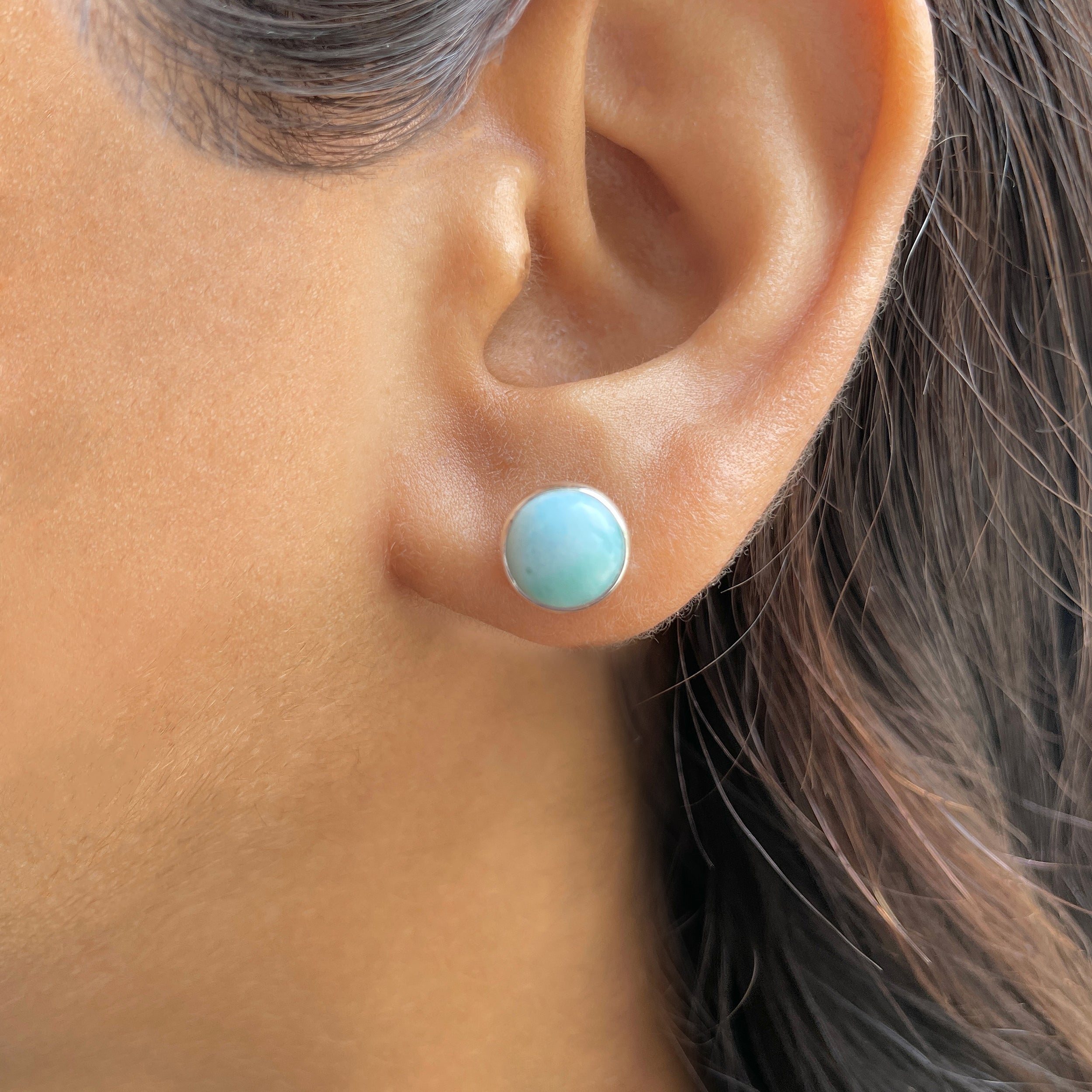 Larimar Stud Earring-(LAR-E-2477.)