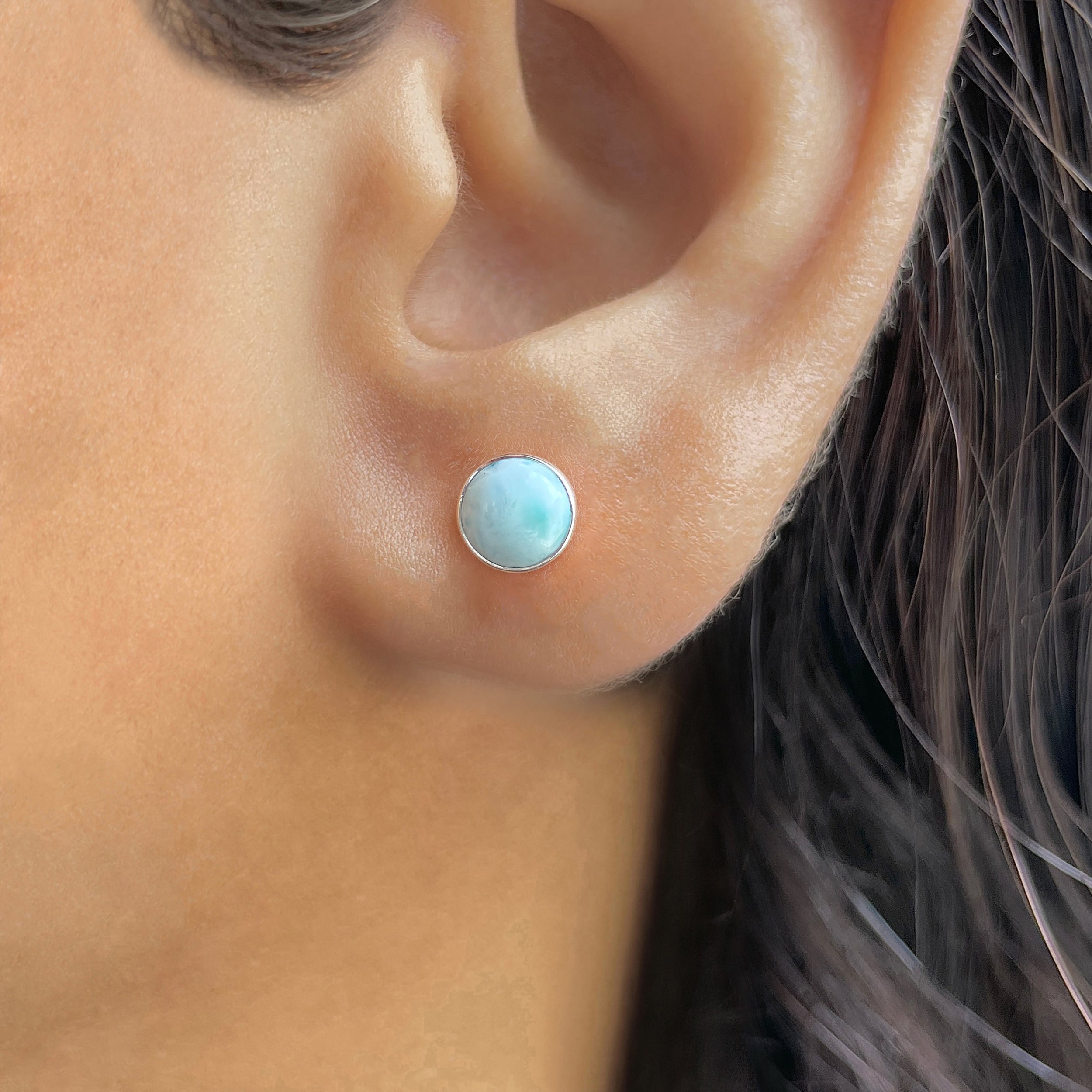 Larimar Stud Earring-(LAR-E-2478.)