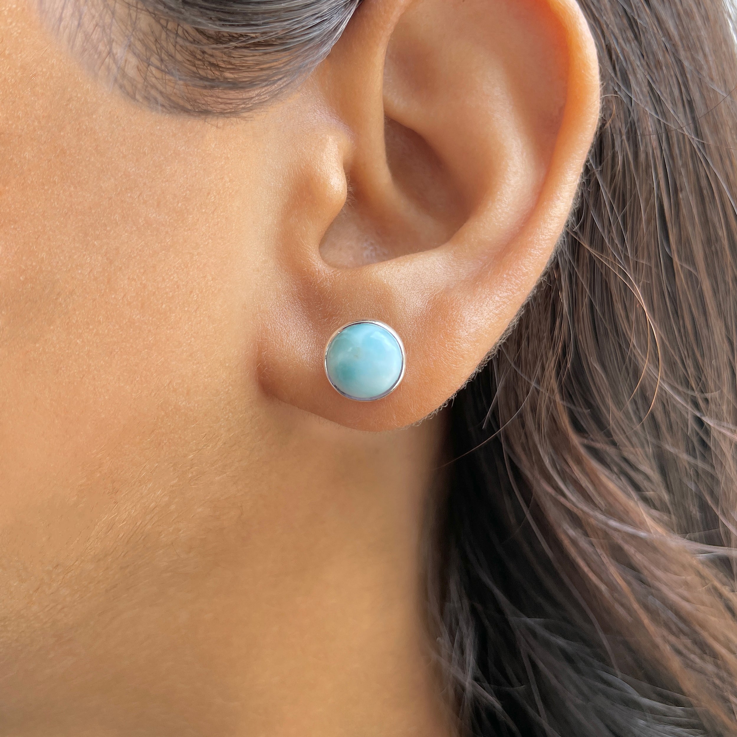 Larimar Stud Earring-(LAR-E-2479.)