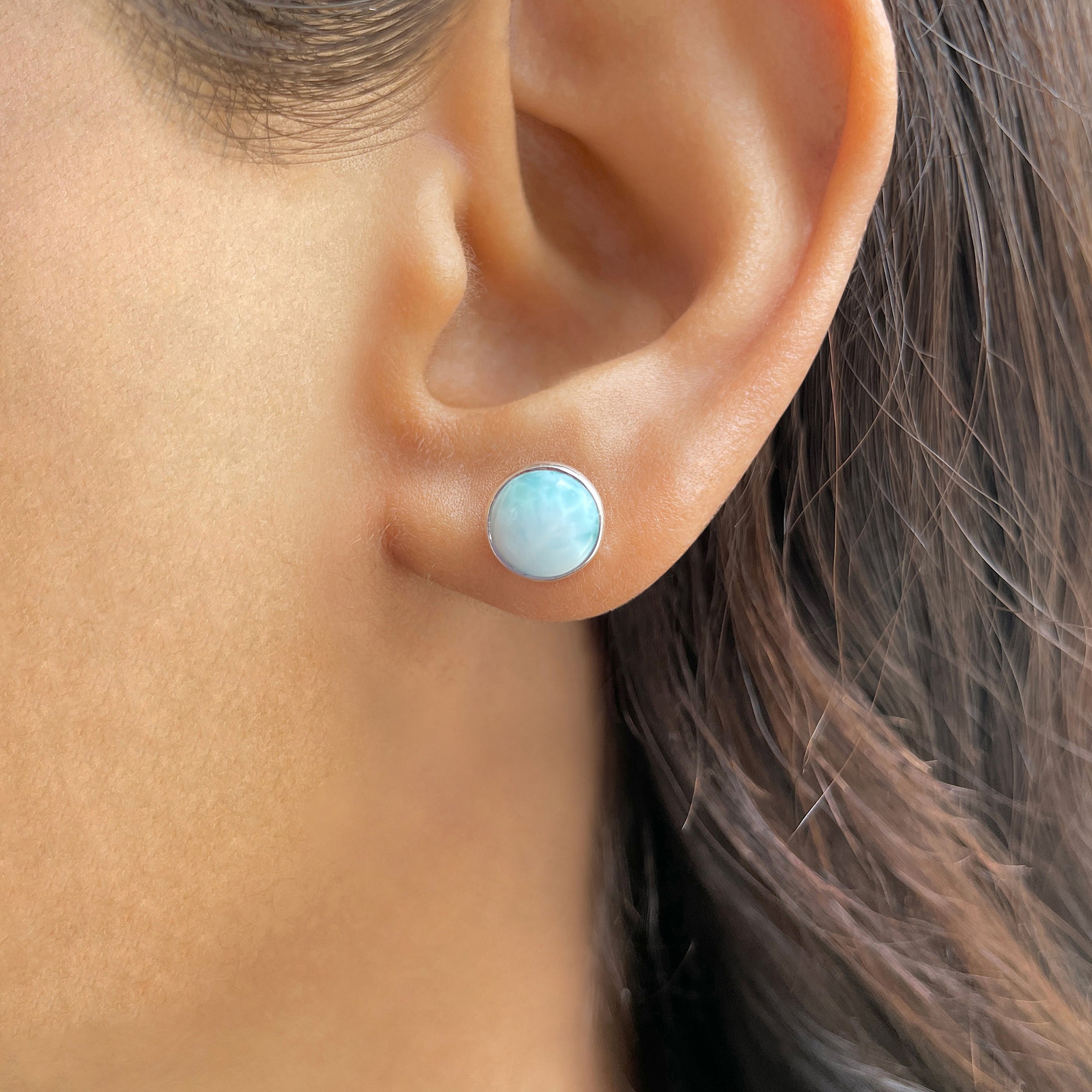 Larimar Stud Earring-(LAR-E-2484.)