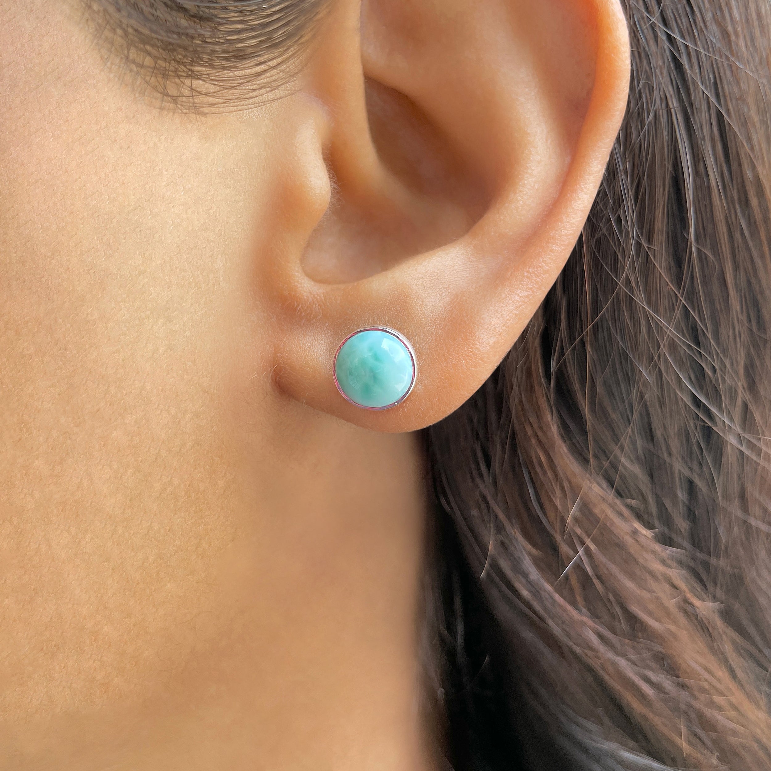 Larimar Stud Earring-(LAR-E-2486.)