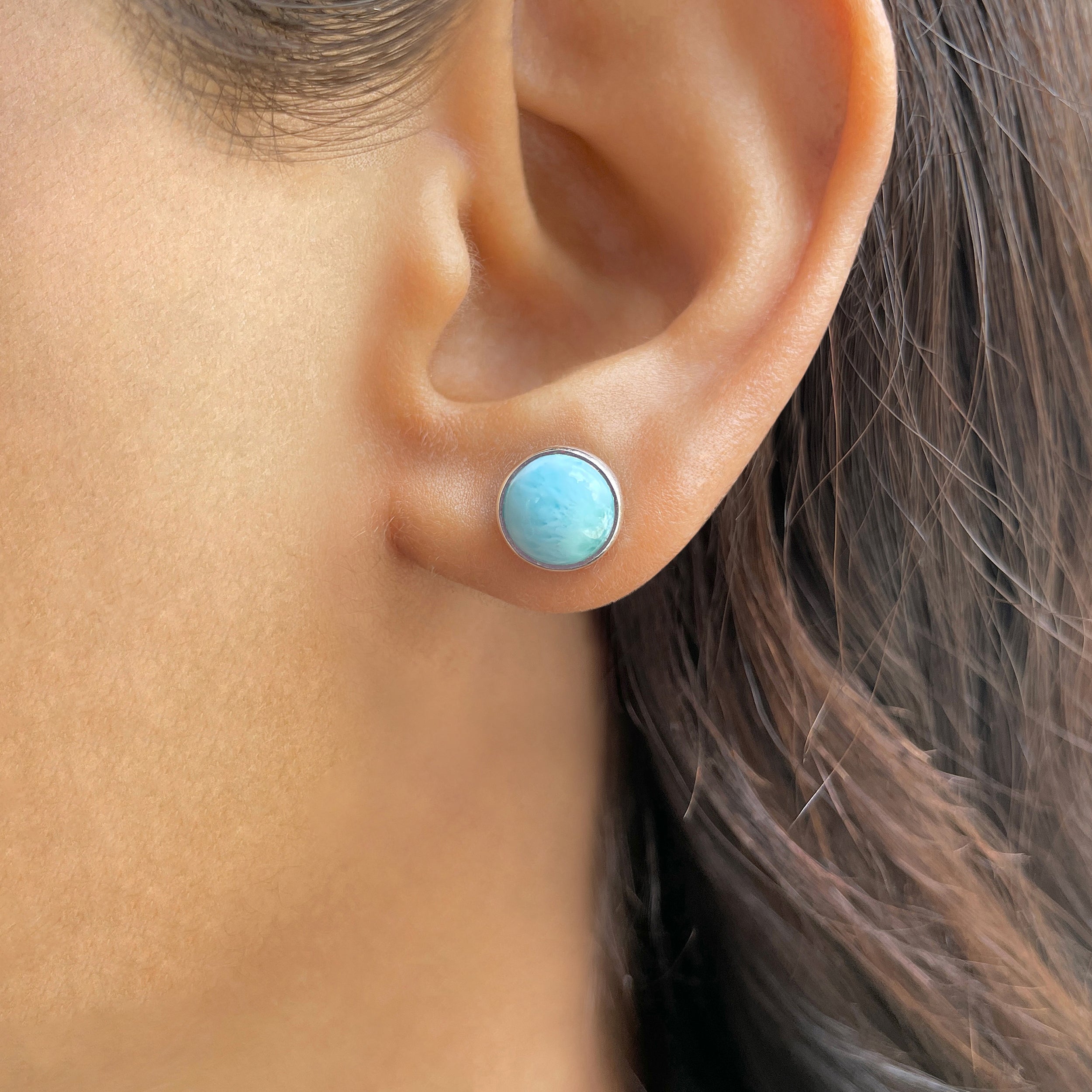Larimar Stud Earring-(LAR-E-2487.)