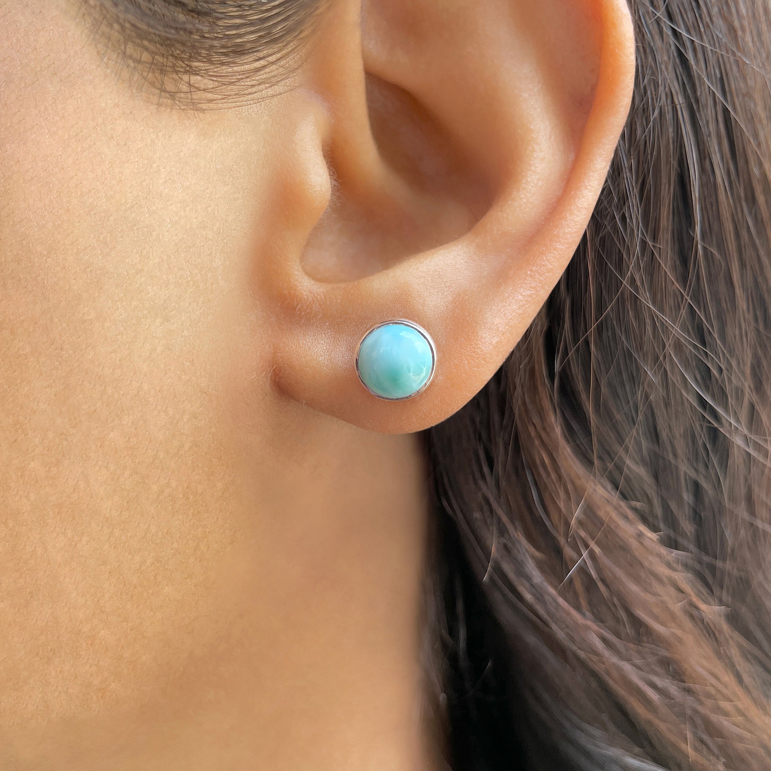 Larimar Stud Earring-(LAR-E-2488.)