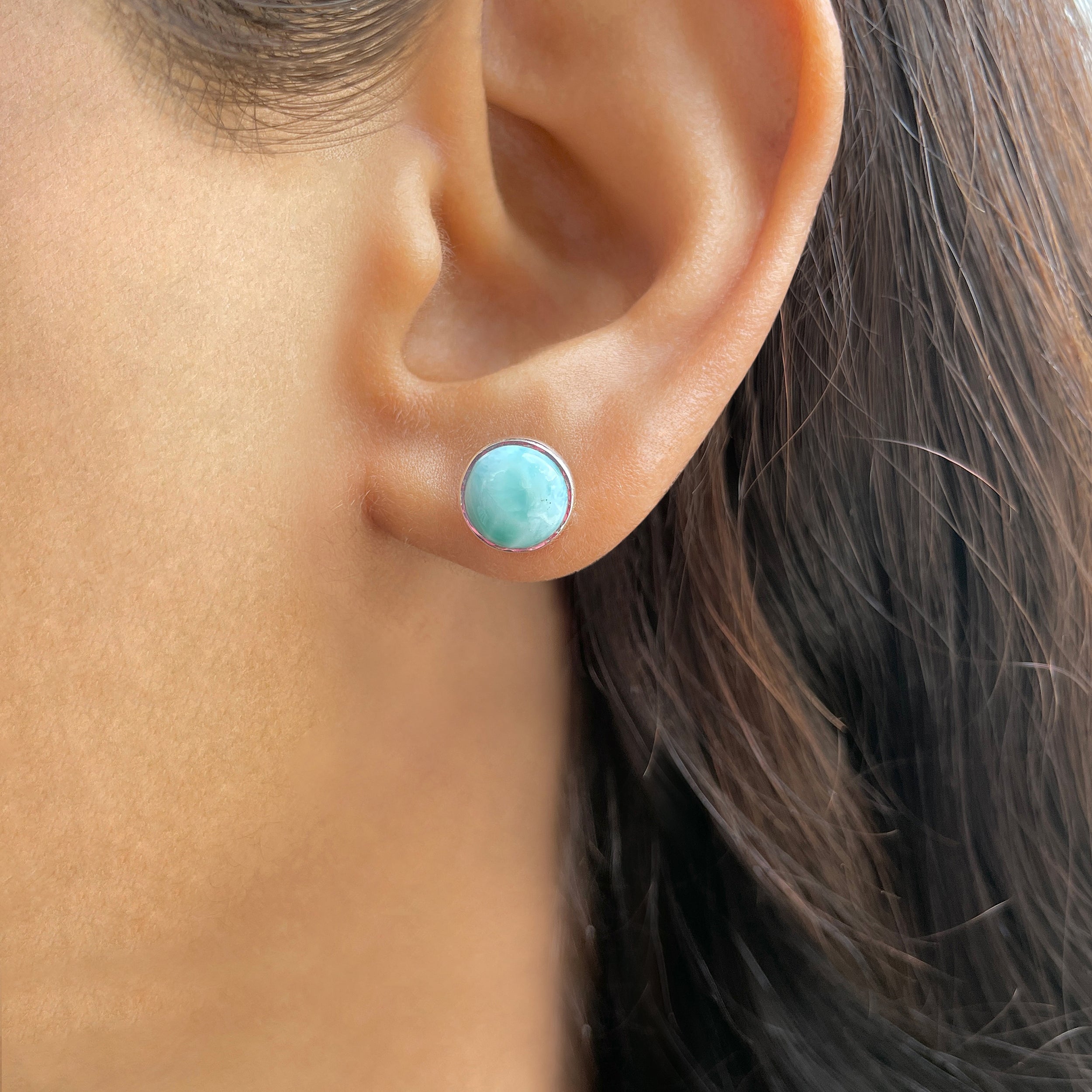 Larimar Stud Earring-(LAR-E-2490.)