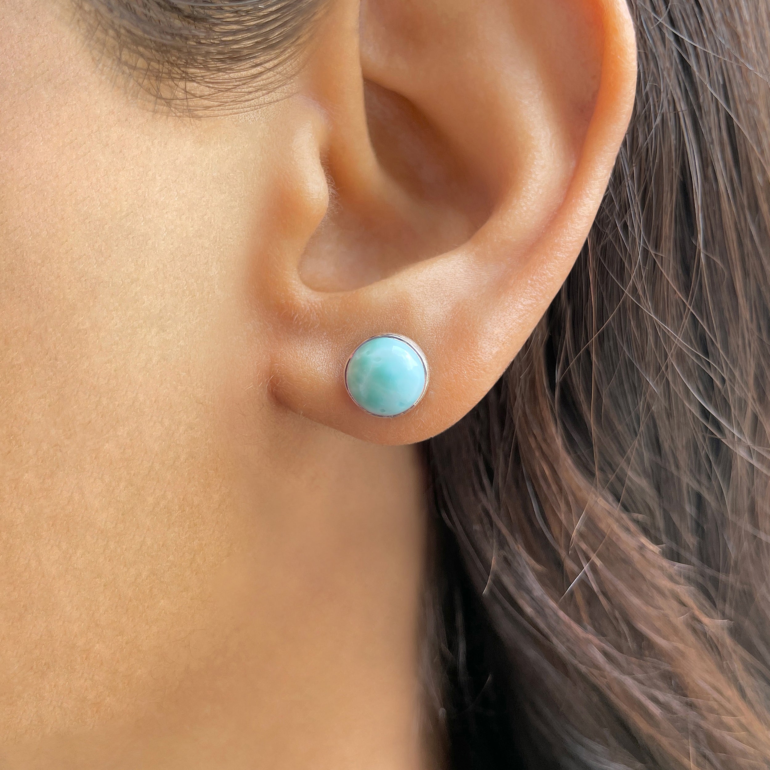 Larimar Stud Earring-(LAR-E-2491.)